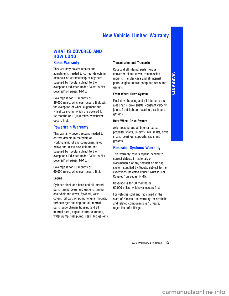 TOYOTA COROLLA iM 2018 Warranties & Maintenance Guides (in English) JOBNAME: 2878014-en-2018_Coro PAGE: 13 SESS: 5 OUTPUT: Tue Jul 11 11:33:27 2017
/InfoShareAuthorCODA/InfoShareAuthorCODA/TS_Warr_Maint/2878014-en-2018_Corolla-iM.00505-18WMG-CORIM/TS_Warr_Maint_v1
WHA TOYOTA COROLLA iM 2018 Warranties & Maintenance Guides (in English) JOBNAME: 2878014-en-2018_Coro PAGE: 13 SESS: 5 OUTPUT: Tue Jul 11 11:33:27 2017
/InfoShareAuthorCODA/InfoShareAuthorCODA/TS_Warr_Maint/2878014-en-2018_Corolla-iM.00505-18WMG-CORIM/TS_Warr_Maint_v1
WHA