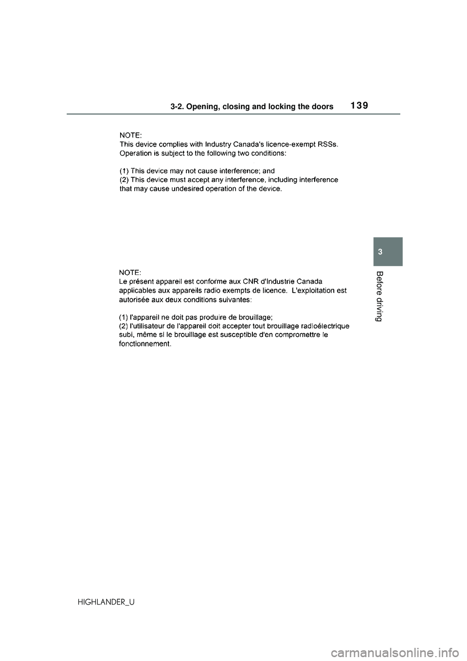 TOYOTA HIGHLANDER 2021 Owners Manual (in English) 1393-2. Opening, closing and locking the doors
3
Before driving
HIGHLANDER_U TOYOTA HIGHLANDER 2021 Owners Manual (in English) 1393-2. Opening, closing and locking the doors
3
Before driving
HIGHLANDER_U