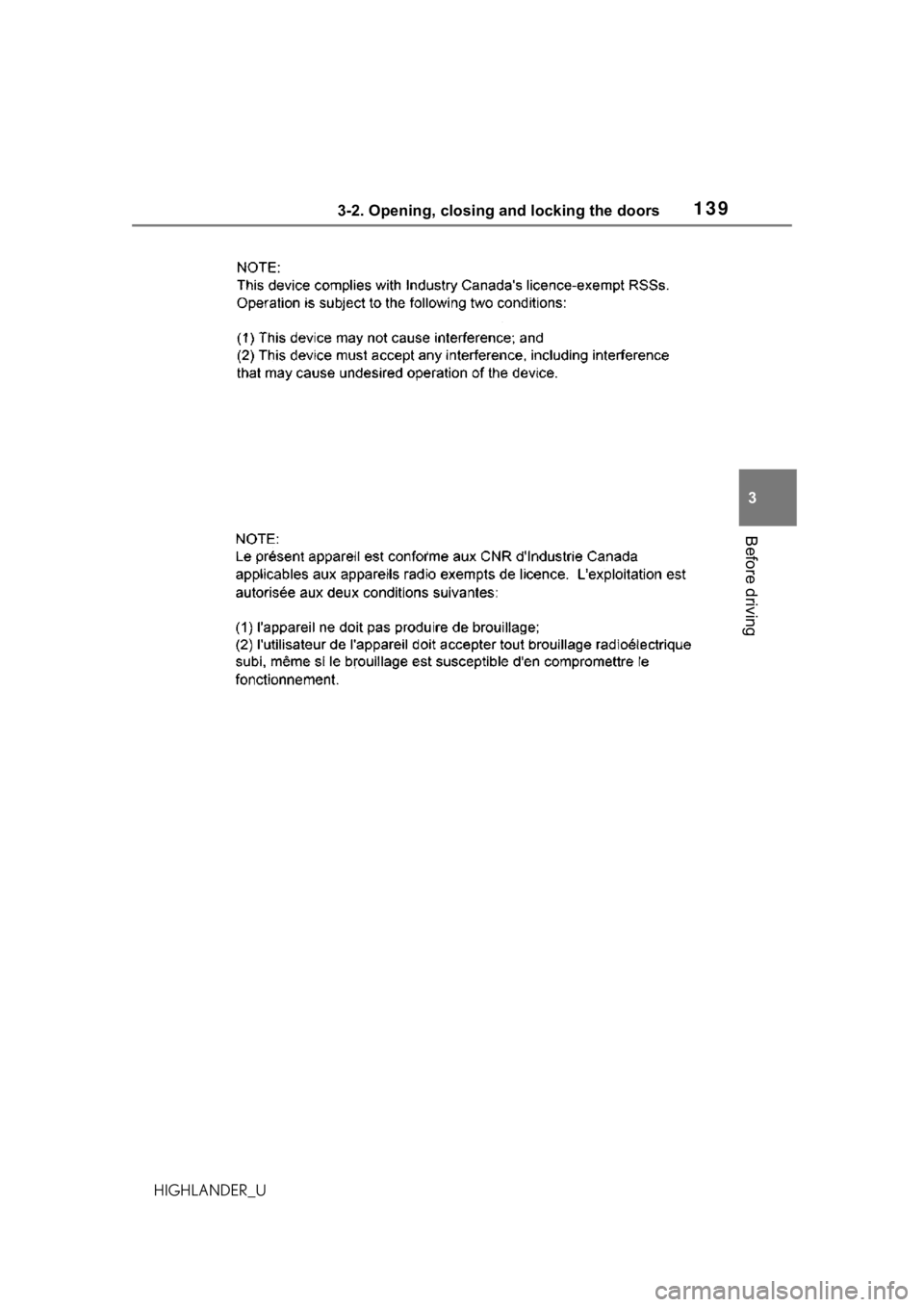 TOYOTA HIGHLANDER 2021 Owners Manual (in English) 1393-2. Opening, closing and locking the doors
3
Before driving
HIGHLANDER_U TOYOTA HIGHLANDER 2021 Owners Manual (in English) 1393-2. Opening, closing and locking the doors
3
Before driving
HIGHLANDER_U
