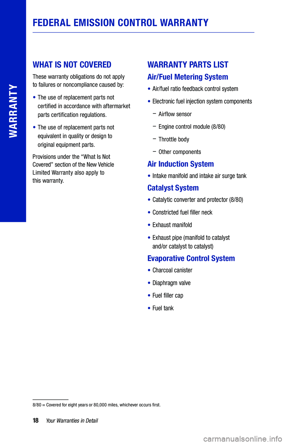 TOYOTA HIGHLANDER HYBRID 2019 Warranties & Maintenance Guides (in English) 18
WHAT IS NOT COVERED
These warranty obligations do not apply
to failures or noncompliance caused by:
•
The use of replacement parts not
certified in accordance with aftermarket
parts TOYOTA HIGHLANDER HYBRID 2019 Warranties & Maintenance Guides (in English) 18
WHAT IS NOT COVERED
These warranty obligations do not apply
to failures or noncompliance caused by:
•
The use of replacement parts not
certified in accordance with aftermarket
parts