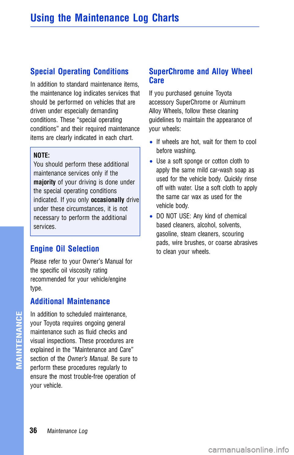 TOYOTA LAND CRUISER 2018 Warranties & Maintenance Guides (in English) JOBNAME: 2878015-en-2018_LAND PAGE: 36 SESS: 4 OUTPUT: Wed Jul 5 18:05:36 2017
/InfoShareAuthorCODA/InfoShareAuthorCODA/TS_Warr_Maint/2878015-en-2018_L\
AND_CRUISER.00505-18WMG-LC/TS_Warr_Maint_v1
Spe TOYOTA LAND CRUISER 2018 Warranties & Maintenance Guides (in English) JOBNAME: 2878015-en-2018_LAND PAGE: 36 SESS: 4 OUTPUT: Wed Jul 5 18:05:36 2017
/InfoShareAuthorCODA/InfoShareAuthorCODA/TS_Warr_Maint/2878015-en-2018_L\
AND_CRUISER.00505-18WMG-LC/TS_Warr_Maint_v1
Spe