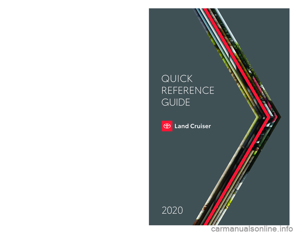 TOYOTA LAND CRUISER 2020  Owners Manual (in English) Quick Reference Guide 2020toyota\fcom
Printed in U.S.A. 8/19  
19 - M KG -13 4 87
QUICK
REFERENCE 
GUIDE
2020 