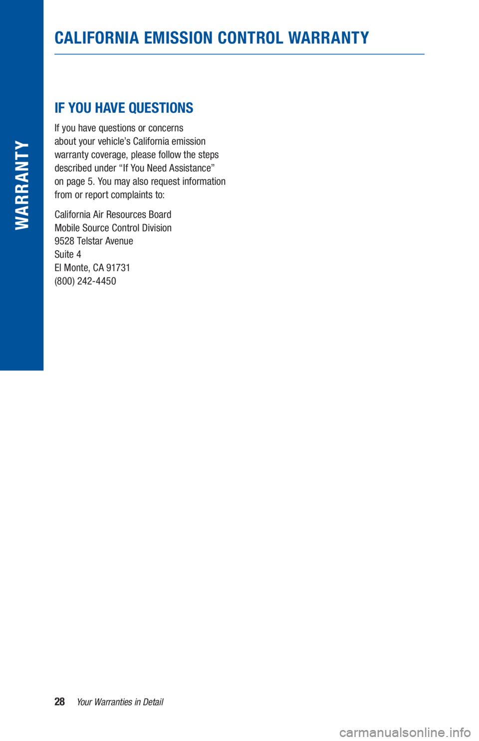 TOYOTA LAND CRUISER 2021  Warranties & Maintenance Guides (in English) 28Your Warranties in Detail
WARRANTY
IF YOU HAVE QUESTIONS
If you have questions or concerns  
about your vehicle’s California emission 
warranty coverage, please follow the steps 
described under 