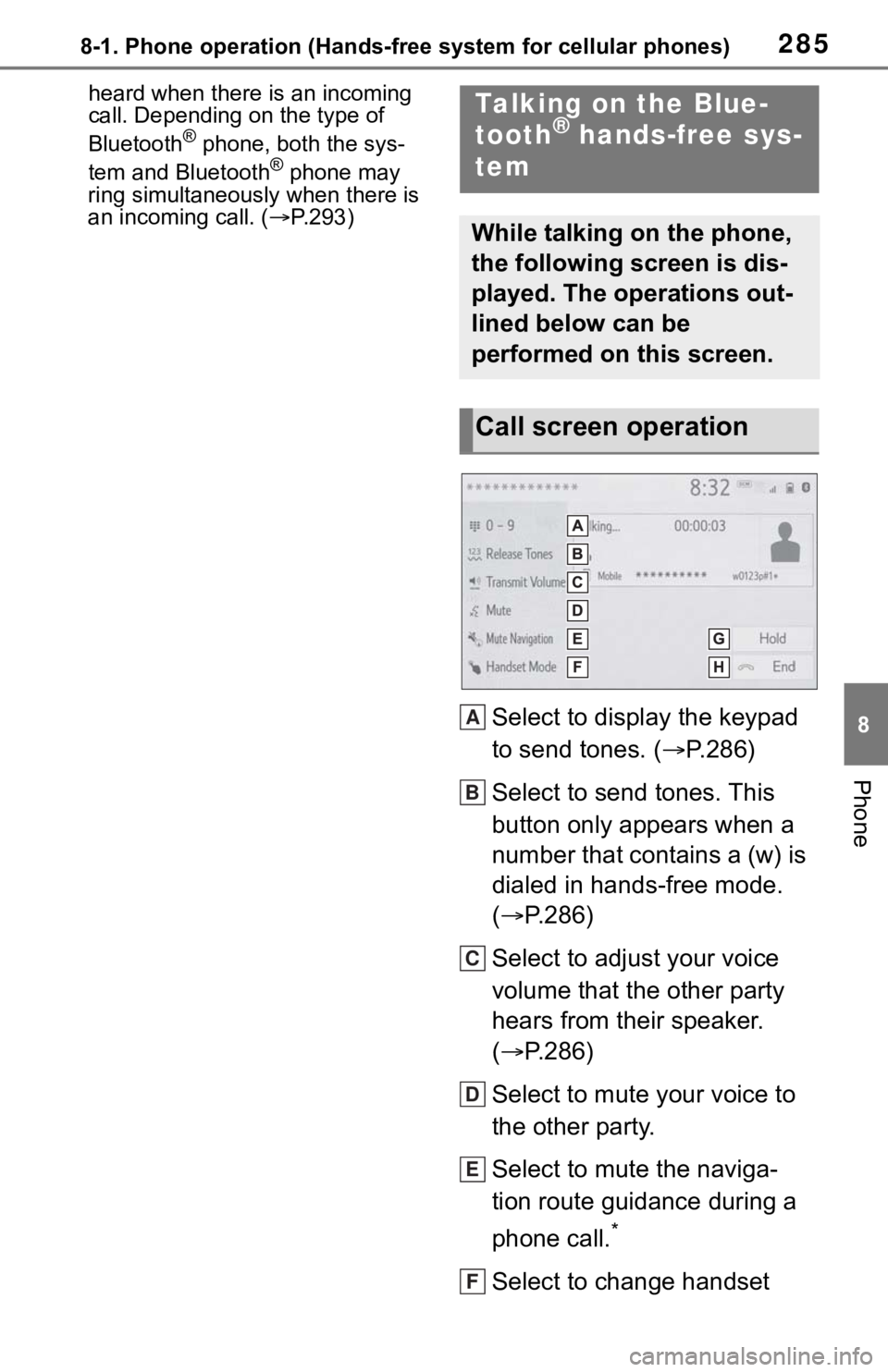 TOYOTA MIRAI 2021 Accessories, Audio & Navigation (in English) 2858-1. Phone operation (Hands-free system for cellular phones)
8
Phone
heard when there is an incoming
call. Depending on the type of
Bluetooth
® phone, both the sys-
tem and Bluetooth® phone may TOYOTA MIRAI 2021 Accessories, Audio & Navigation (in English) 2858-1. Phone operation (Hands-free system for cellular phones)
8
Phone
heard when there is an incoming
call. Depending on the type of
Bluetooth
® phone, both the sys-
tem and Bluetooth® phone may