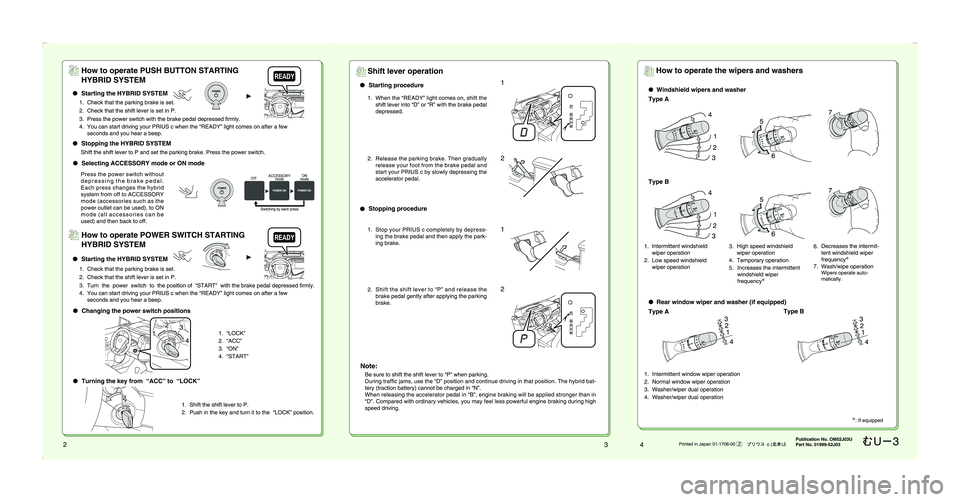 TOYOTA PRIUS C 2018  Owners Manual (in English) 