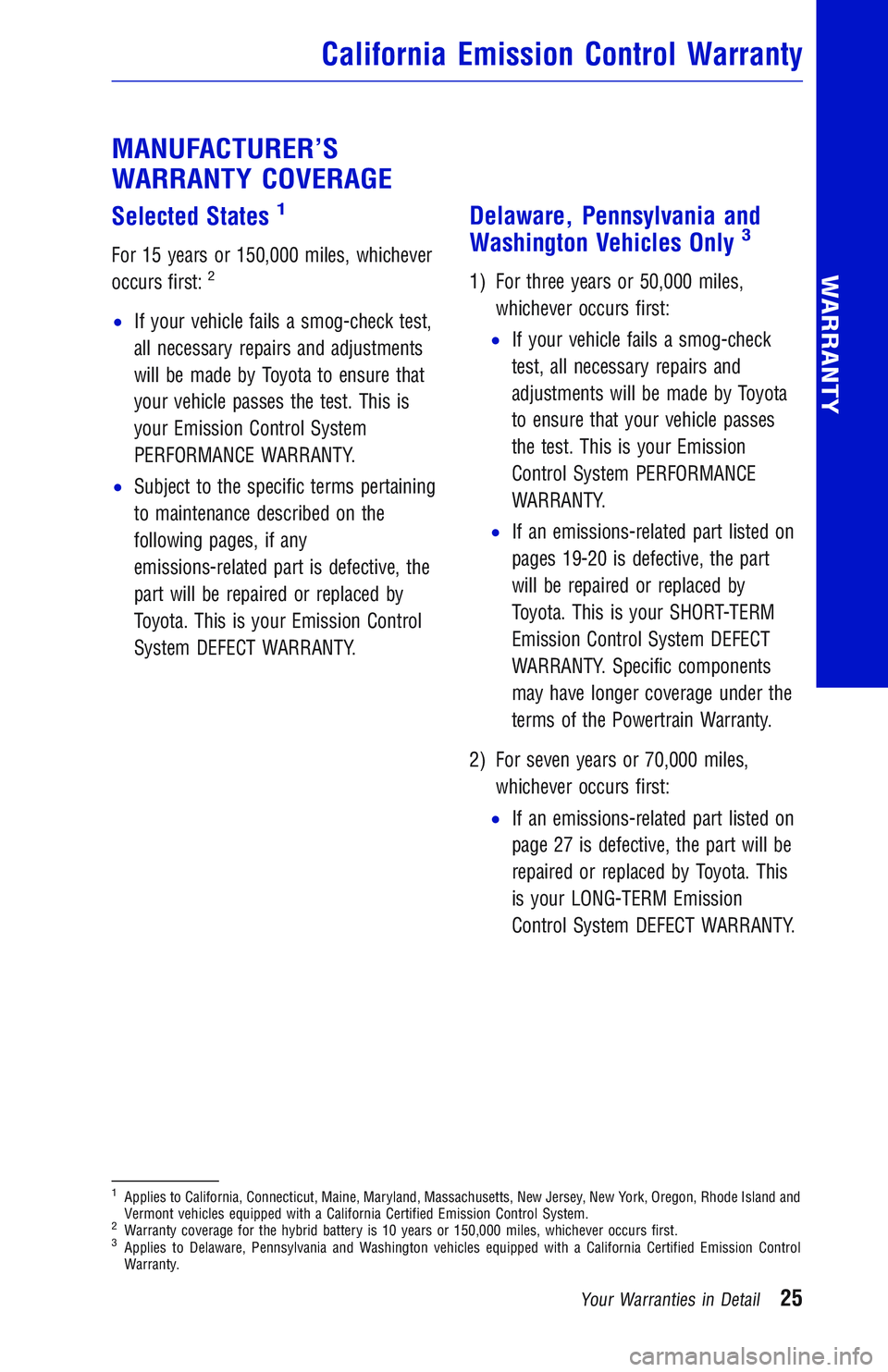 TOYOTA PRIUS PRIME 2018 Warranties & Maintenance Guides (in English) JOBNAME: 2878027-en-2018_Priu PAGE: 25 SESS: 4 OUTPUT: Wed Nov 22 09:44:25 2017
/InfoShareAuthorCODA/InfoShareAuthorCODA/TS_Warr_Maint/2878027-en-2018_Prius_Prime.00505-18WMG-PRIPM_vX/TS_Warr_Maint_v1 TOYOTA PRIUS PRIME 2018 Warranties & Maintenance Guides (in English) JOBNAME: 2878027-en-2018_Priu PAGE: 25 SESS: 4 OUTPUT: Wed Nov 22 09:44:25 2017
/InfoShareAuthorCODA/InfoShareAuthorCODA/TS_Warr_Maint/2878027-en-2018_Prius_Prime.00505-18WMG-PRIPM_vX/TS_Warr_Maint_v1