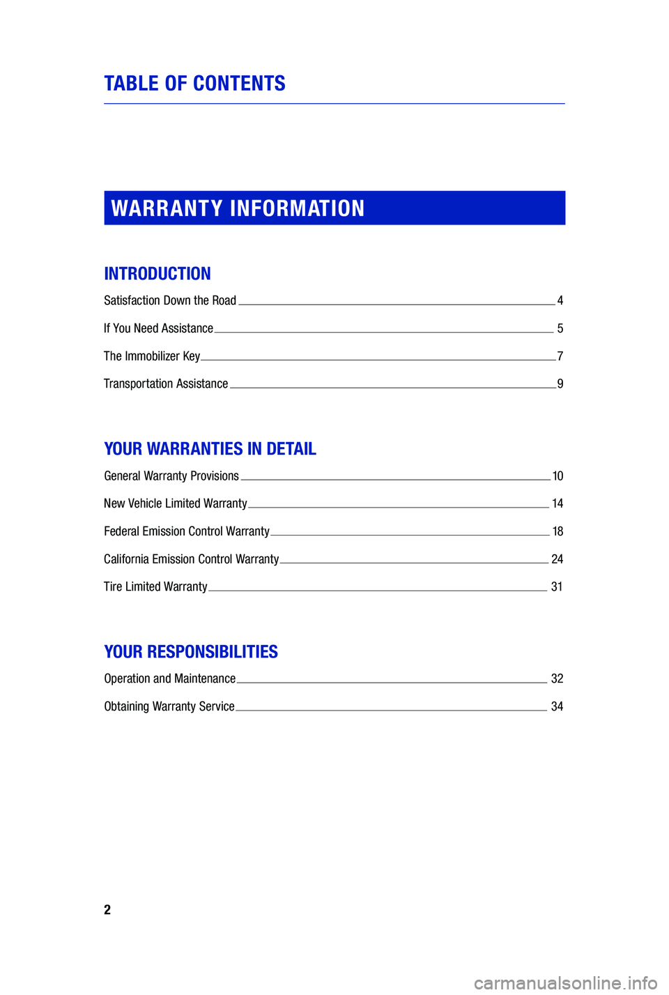 TOYOTA PRIUS PRIME 2019 Warranties & Maintenance Guides (in English) 2
TABLE OF CONTENTS
WARRANTY INFORMATION
INTRODUCTION
Satisfaction Down the Road 4
I
f You Need Assistance
5
T
he Immobilizer Key
7
T
ransportation Assistance
9
YOUR WARRANTIES IN DETAIL
Genera TOYOTA PRIUS PRIME 2019 Warranties & Maintenance Guides (in English) 2
TABLE OF CONTENTS
WARRANTY INFORMATION
INTRODUCTION
Satisfaction Down the Road 4
I
f You Need Assistance
5
T
he Immobilizer Key
7
T
ransportation Assistance
9
YOUR WARRANTIES IN DETAIL
Genera
