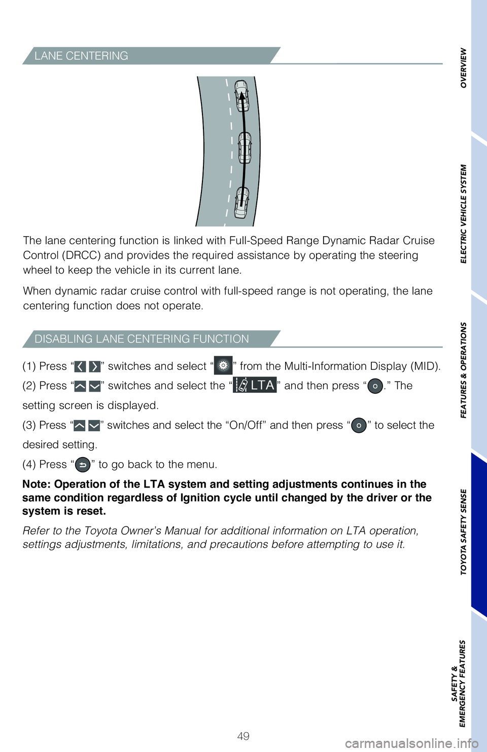 TOYOTA PRIUS PRIME 2021   (in English) Workshop Manual 49 �	��
��1�S�F�T�T�“
 ” switches and select “”��G�S�P�N��U�I�F��.�V�M�U�J��*�O�G�P�S�N�B�U�J�P�O��%�J�T�Q�M�B�Z��	�.�*�%�
���
�	��
��1�S�F�T�T�“
 ” switches and select the 