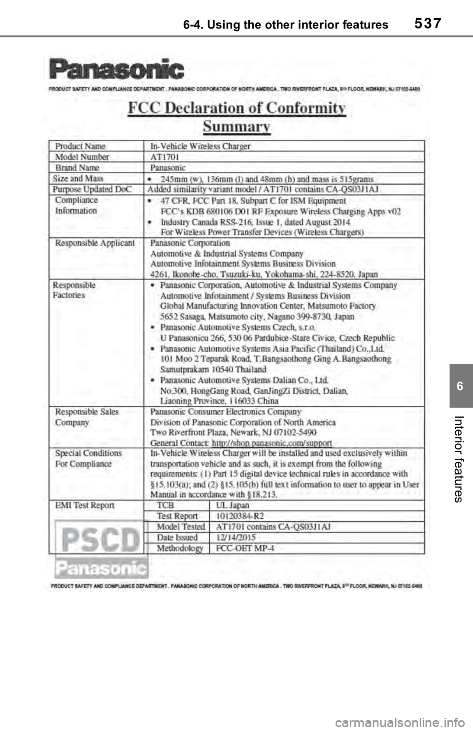 TOYOTA RAV4 2019  Owners Manual (in English) 5376-4. Using the other interior features
6
Interior features 