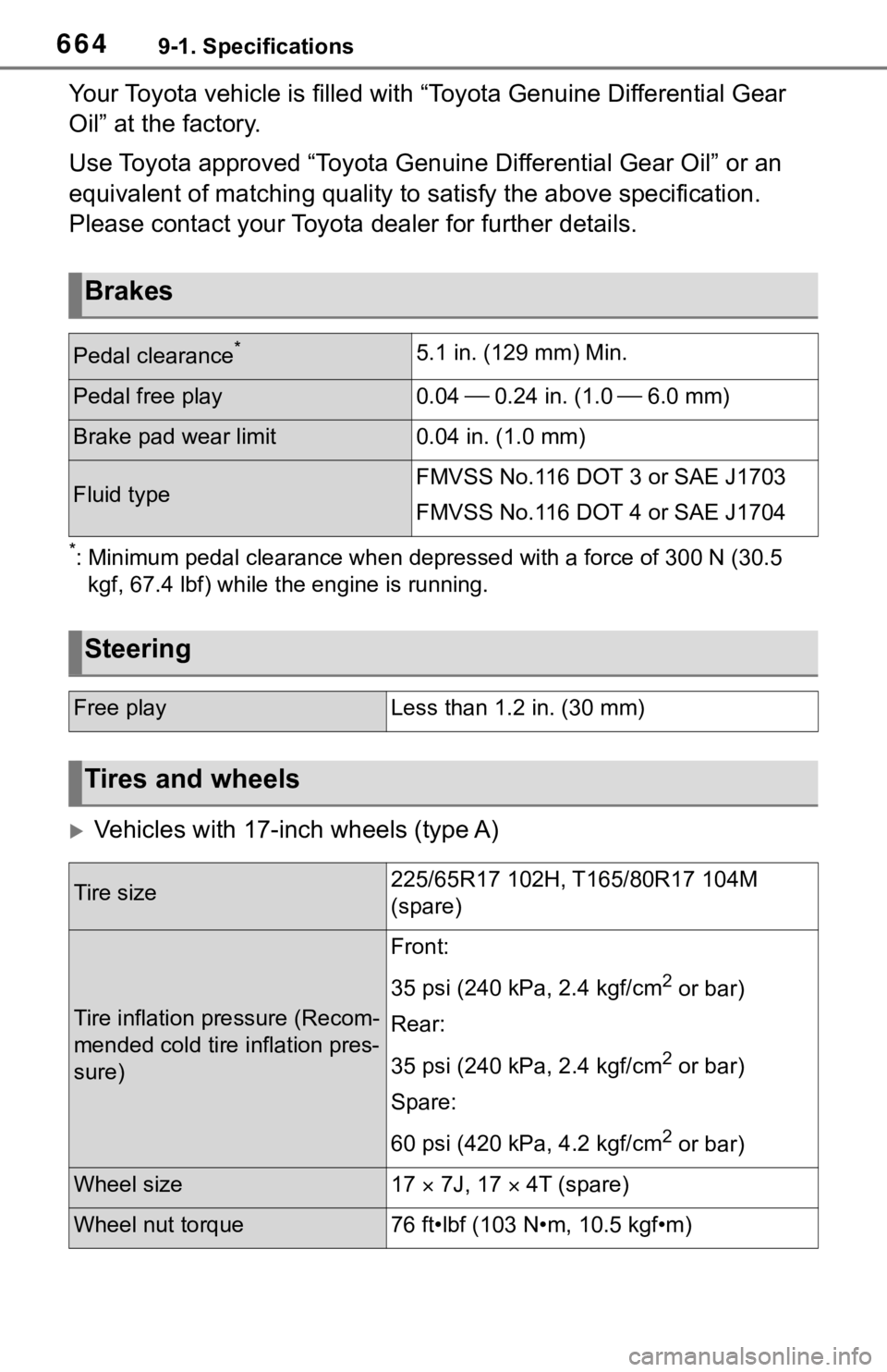 TOYOTA RAV4 2019 Owners Manual (in English) 6649-1. Specifications
Your Toyota vehicle is filled with “Toyota Genuine Differential Gear
Oil” at the factory.
Use Toyota approved “Toyota Genuine Differential Gear Oil” or an
equivalent o TOYOTA RAV4 2019 Owners Manual (in English) 6649-1. Specifications
Your Toyota vehicle is filled with “Toyota Genuine Differential Gear
Oil” at the factory.
Use Toyota approved “Toyota Genuine Differential Gear Oil” or an
equivalent o