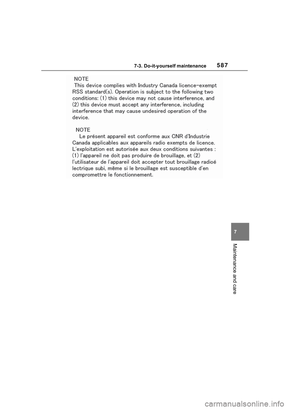 TOYOTA RAV4 2020  Owners Manual (in English) 5877-3. Do-it-yourself maintenance
7
Maintenance and care 