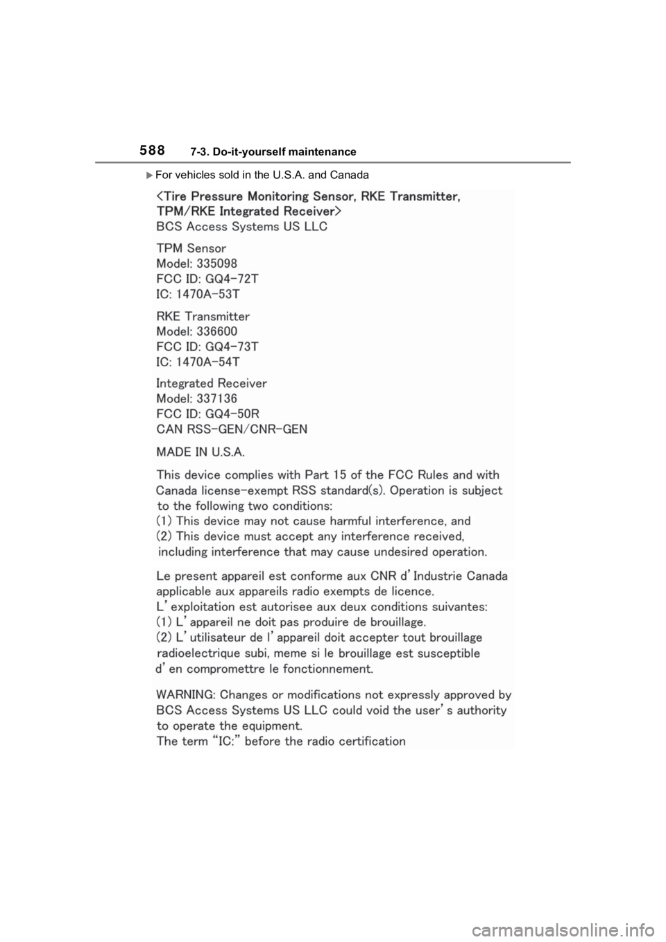 TOYOTA RAV4 2020  Owners Manual (in English) 5887-3. Do-it-yourself maintenance
For vehicles sold in the U.S.A. and Canada 