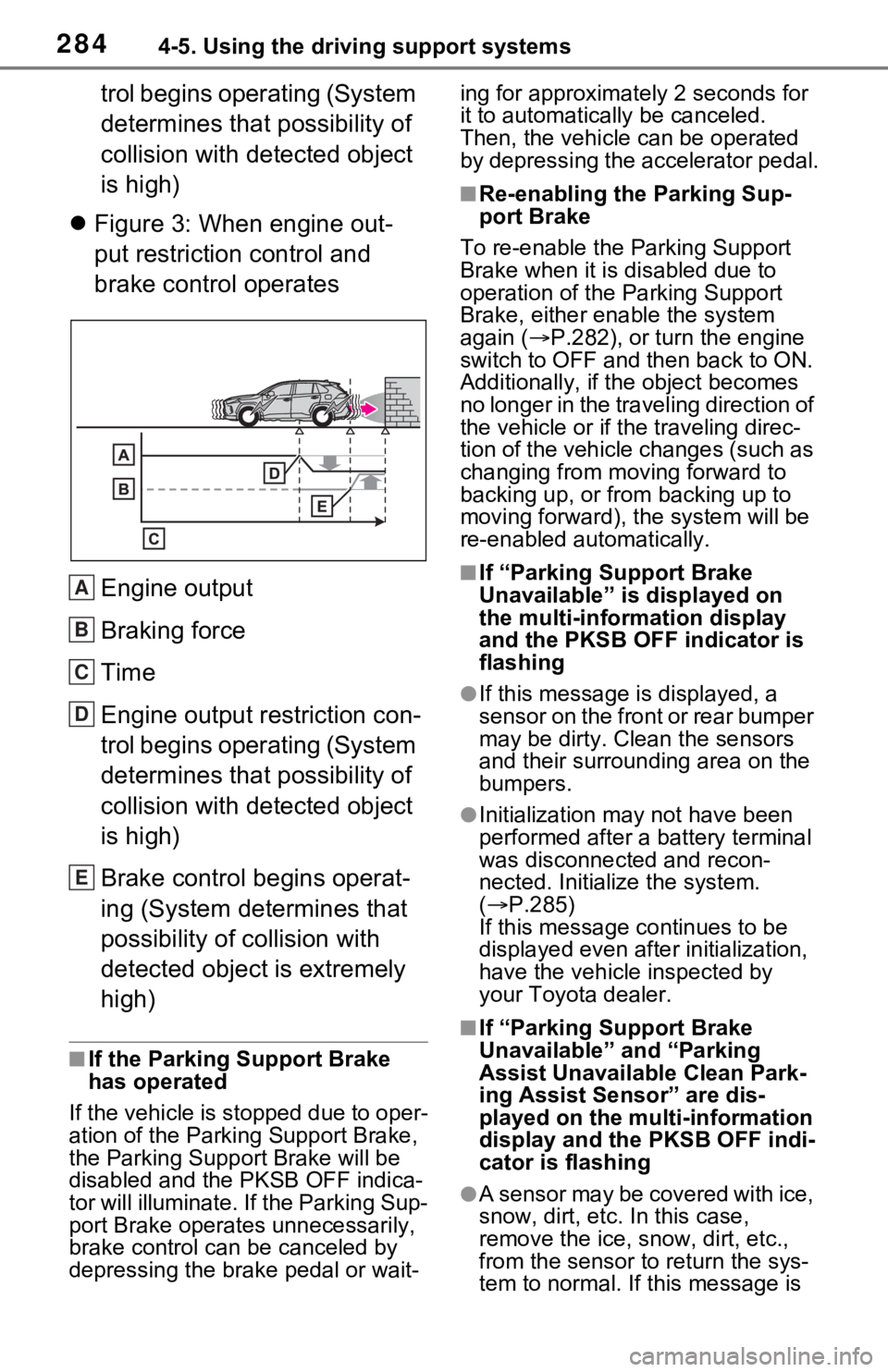 TOYOTA RAV4 2021 (in English) Service Manual 2844-5. Using the driving support systems
trol begins operating (System
determines that possibility of
collision with detected object
is high)
Figure 3: When engine out-
put restriction control TOYOTA RAV4 2021 (in English) Service Manual 2844-5. Using the driving support systems
trol begins operating (System
determines that possibility of
collision with detected object
is high)
Figure 3: When engine out-
put restriction control