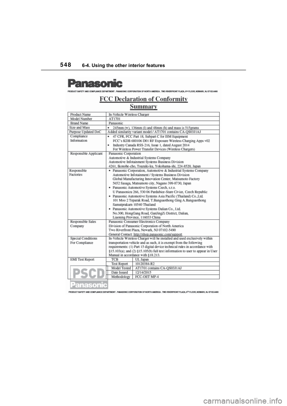 TOYOTA RAV4 HYBRID 2020  Owners Manual (in English) 5486-4. Using the other interior features 