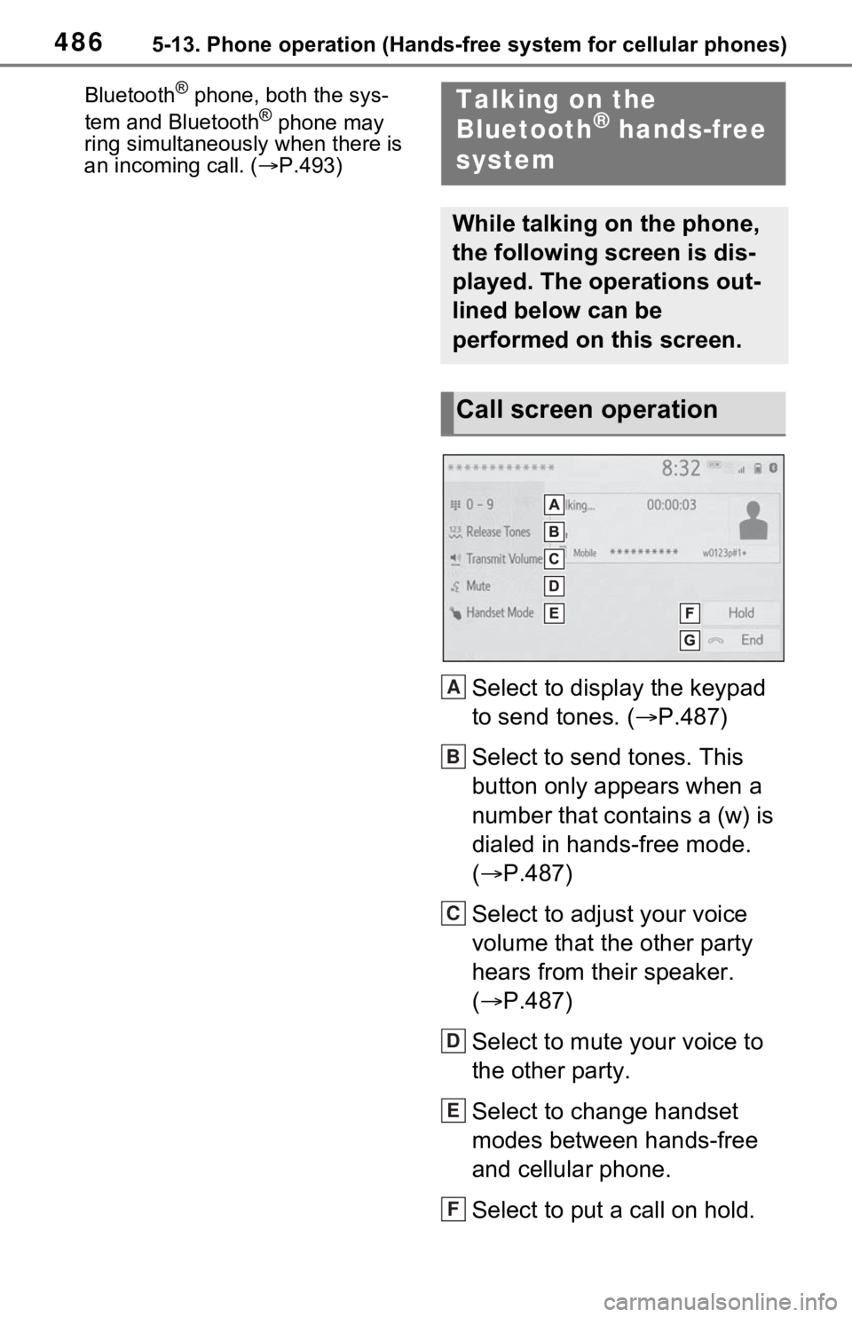 TOYOTA RAV4 HYBRID 2020 Owners Manual (in English) 4865-13. Phone operation (Hands-free system for cellular phones)
Bluetooth® phone, both the sys-
tem and Bluetooth® phone may
ring simultaneously when there is
an incoming call. ( P.493)
Select TOYOTA RAV4 HYBRID 2020 Owners Manual (in English) 4865-13. Phone operation (Hands-free system for cellular phones)
Bluetooth® phone, both the sys-
tem and Bluetooth® phone may
ring simultaneously when there is
an incoming call. ( P.493)
Select