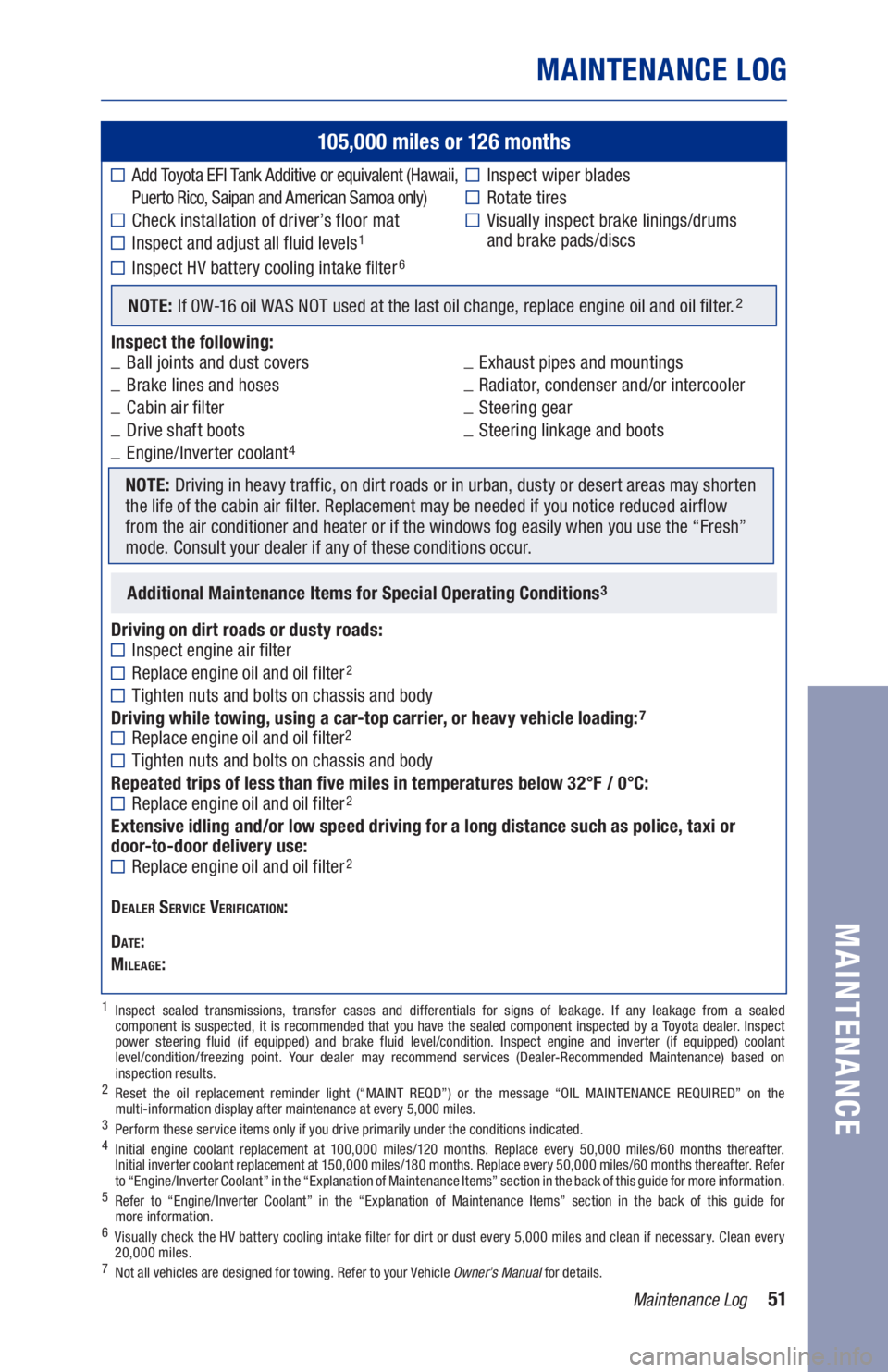 TOYOTA RAV4 HYBRID 2021  Warranties & Maintenance Guides (in English) 51
1  Inspect sealed transmissions, transfer cases and differentials for signs of leakage. If any leakage from a sealed 
component is suspected, it is recommended that you have the sealed component in