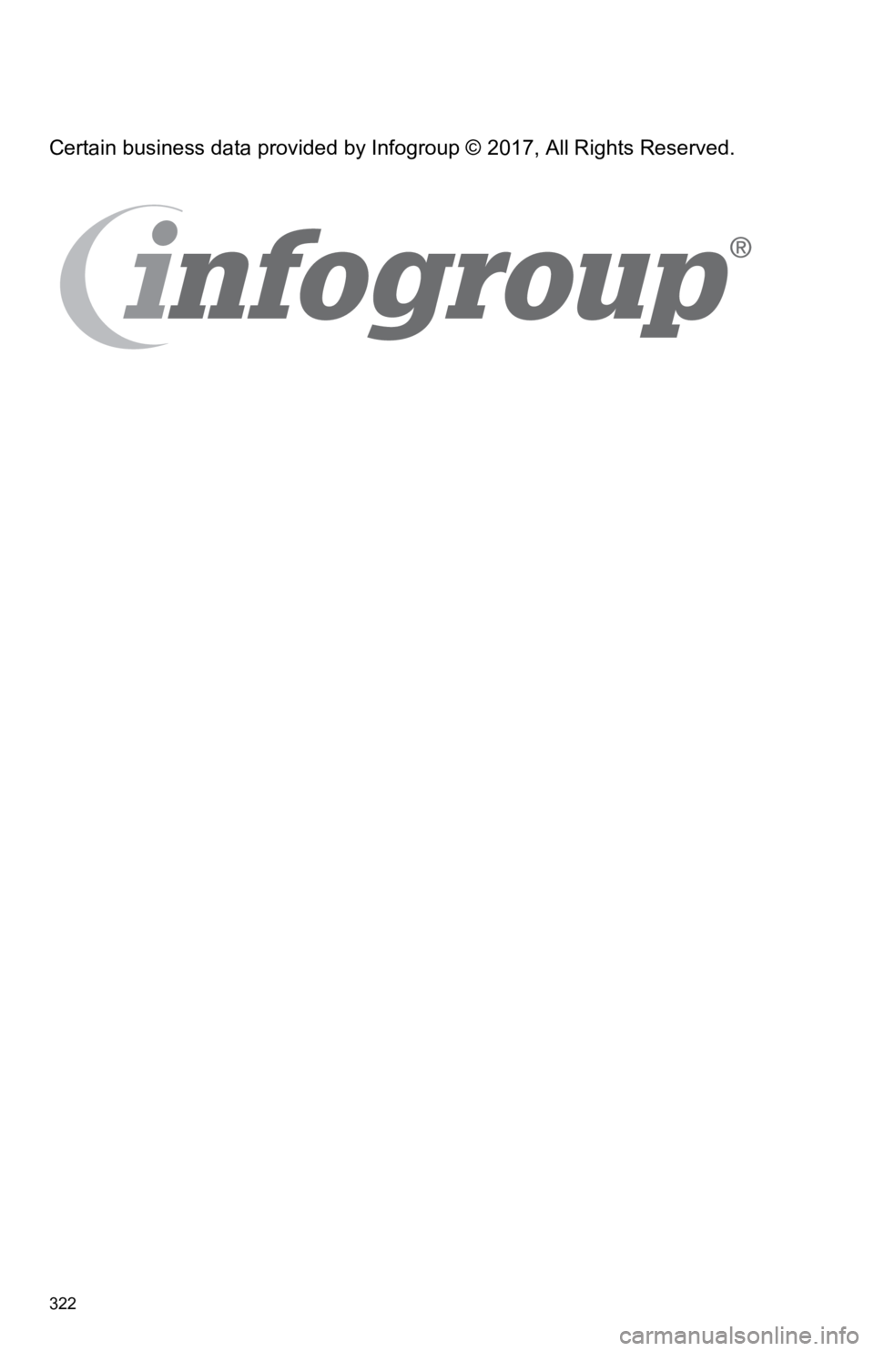 TOYOTA SEQUOIA 2019 Accessories, Audio & Navigation (in English) 322
Certain business data provided by Infogroup © 2017, All Rights Reserved. TOYOTA SEQUOIA 2019 Accessories, Audio & Navigation (in English) 322
Certain business data provided by Infogroup © 2017, All Rights Reserved.