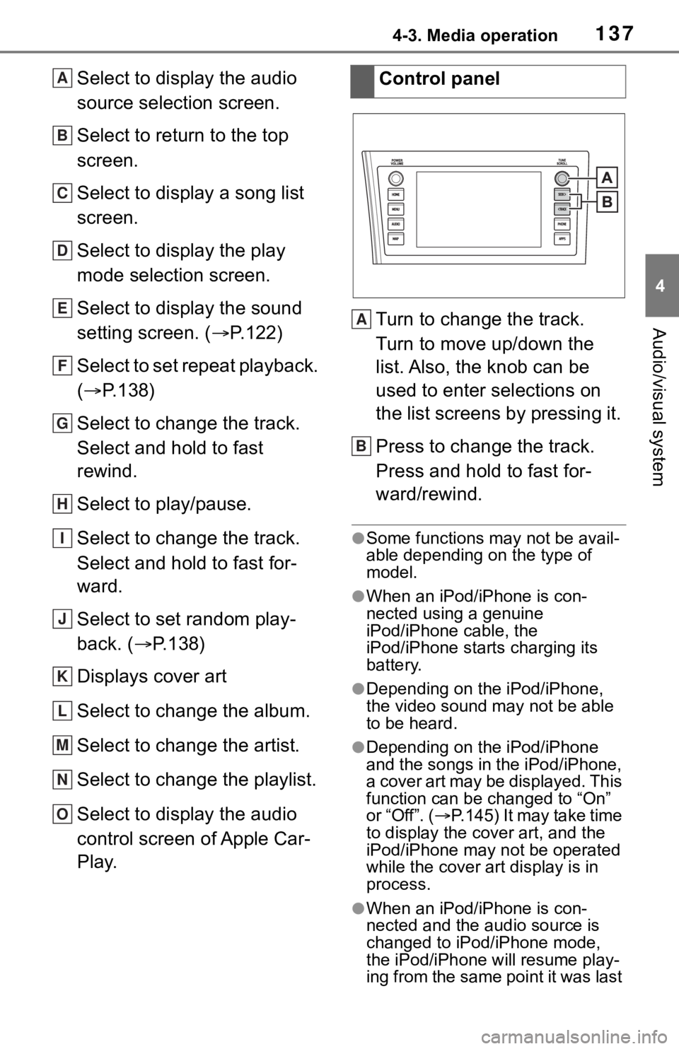 TOYOTA SEQUOIA 2020 Accessories, Audio & Navigation (in English) 1374-3. Media operation
4
Audio/visual system
Select to display the audio
source selection screen.
Select to return to the top
screen.
Select to display a song list
screen.
Select to display the pl TOYOTA SEQUOIA 2020 Accessories, Audio & Navigation (in English) 1374-3. Media operation
4
Audio/visual system
Select to display the audio
source selection screen.
Select to return to the top
screen.
Select to display a song list
screen.
Select to display the pl