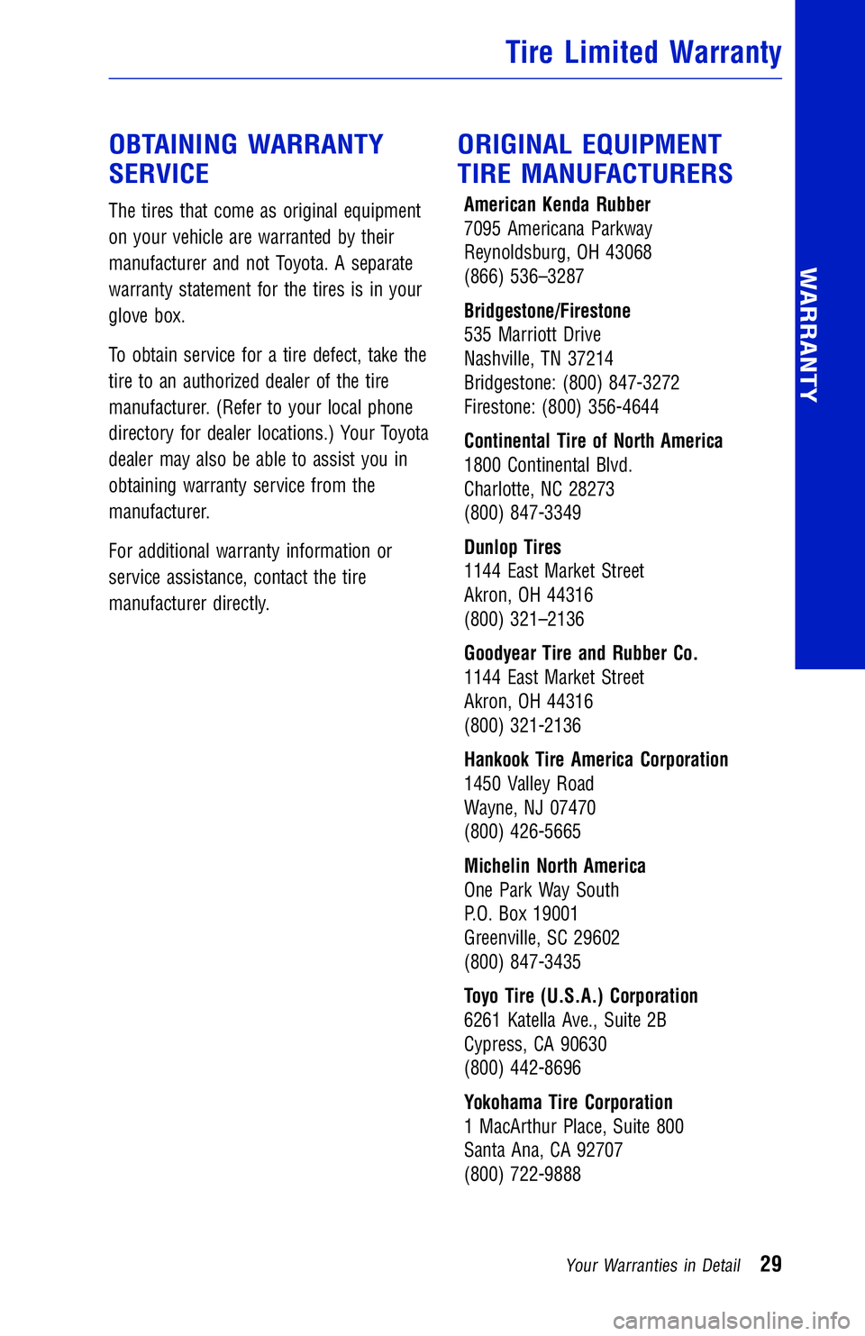 TOYOTA SIENNA 2018 Warranties & Maintenance Guides (in English) JOBNAME: 2878023-en-2018_Sien PAGE: 29 SESS: 4 OUTPUT: Mon Oct 2 15:08:00 2017
/InfoShareAuthorCODA/InfoShareAuthorCODA/TS_Warr_Maint/2878023-en-2018_S\
ienna.00505-18WMG-SIE_vX/TS_Warr_Maint_v1
OBTAI TOYOTA SIENNA 2018 Warranties & Maintenance Guides (in English) JOBNAME: 2878023-en-2018_Sien PAGE: 29 SESS: 4 OUTPUT: Mon Oct 2 15:08:00 2017
/InfoShareAuthorCODA/InfoShareAuthorCODA/TS_Warr_Maint/2878023-en-2018_S\
ienna.00505-18WMG-SIE_vX/TS_Warr_Maint_v1
OBTAI