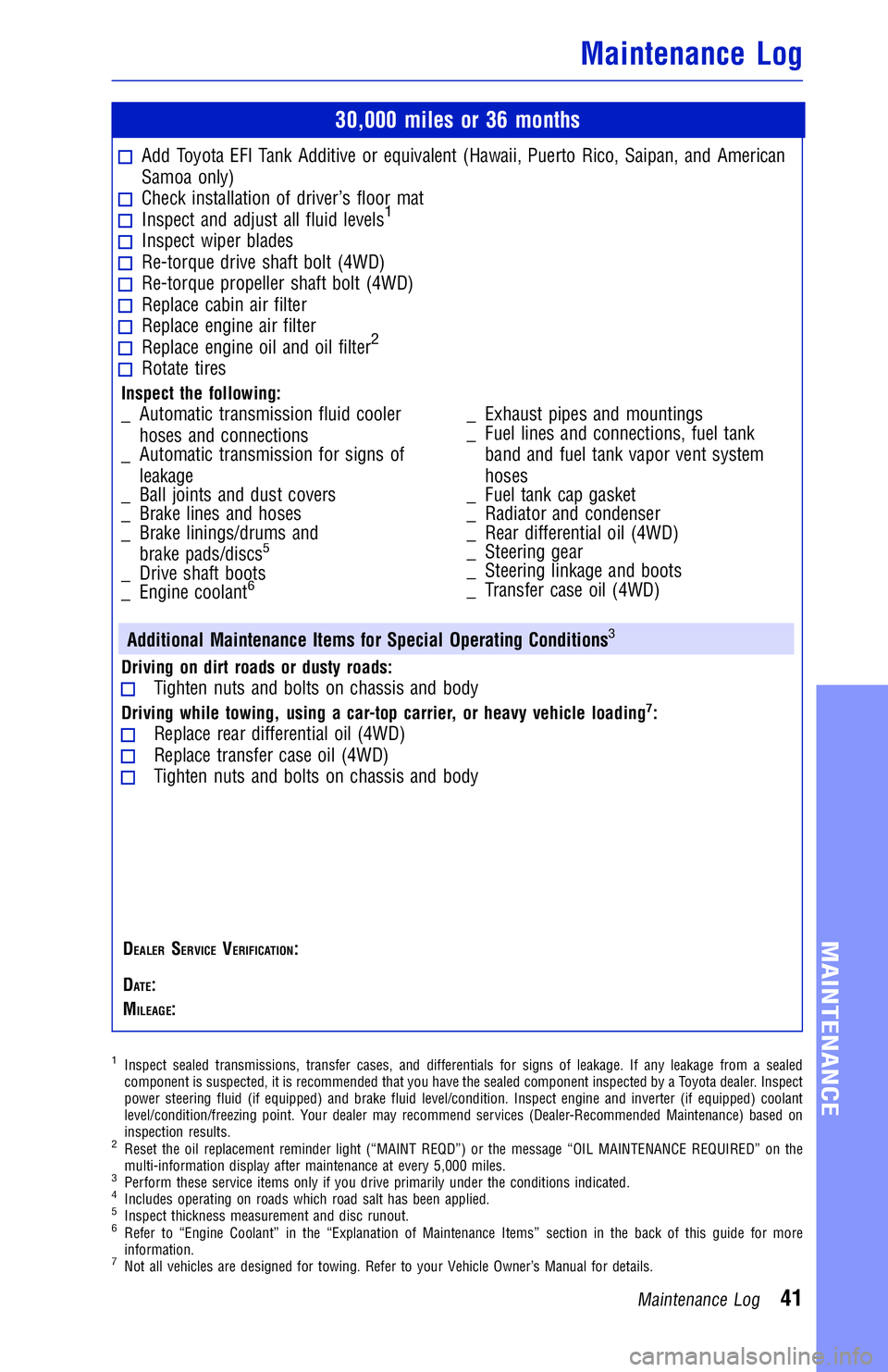 TOYOTA SIENNA 2018  Warranties & Maintenance Guides (in English) JOBNAME: 2878023-en-2018_Sien PAGE: 41 SESS: 4 OUTPUT: Mon Oct 2 15:08:00 2017
/InfoShareAuthorCODA/InfoShareAuthorCODA/TS_Warr_Maint/2878023-en-2018_S\
ienna.00505-18WMG-SIE_vX/TS_Warr_Maint_v1
30,00