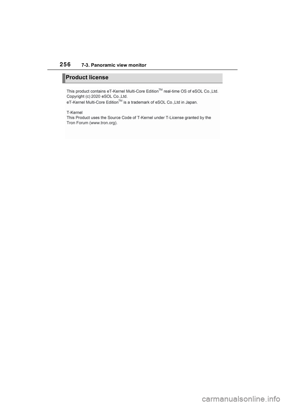 TOYOTA SIENNA HYBRID 2021 Accessories, Audio & Navigation (in English) 2567-3. Panoramic view monitor
Product license TOYOTA SIENNA HYBRID 2021 Accessories, Audio & Navigation (in English) 2567-3. Panoramic view monitor
Product license
