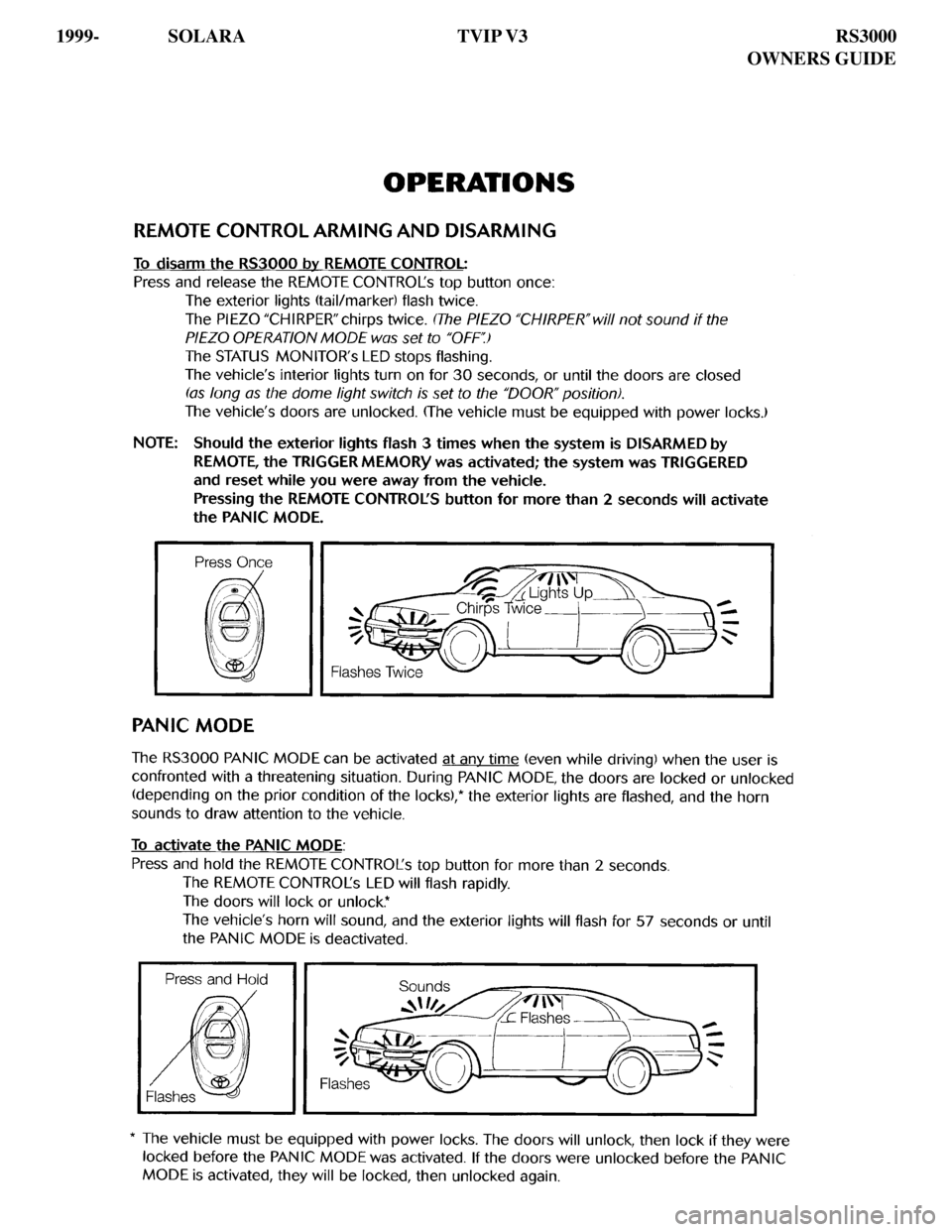 TOYOTA SOLARA 2000  Accessories, Audio & Navigation (in English) 
1999-  SOLARA TVIP V3            RS3000
      OWNERS GUIDE 
