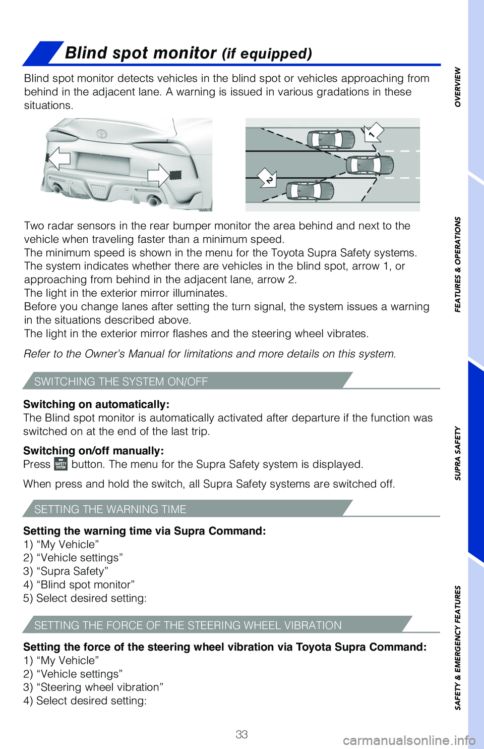 TOYOTA SUPRA 2021 (in English) Owners Guide 63773_MY21_Supra_Text.indd 3363773_MY21_Supra_Text.indd 332/18/20 7:22 PM2/18/20 7:22 PM TOYOTA SUPRA 2021 (in English) Owners Guide 63773_MY21_Supra_Text.indd 3363773_MY21_Supra_Text.indd 332/18/20 7:22 PM2/18/20 7:22 PM