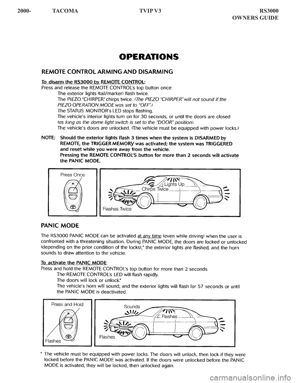 TOYOTA TACOMA 2001  Accessories, Audio & Navigation (in English) 2000- TACOMA  TVIP V3    RS3000
      OWNERS GUIDE 