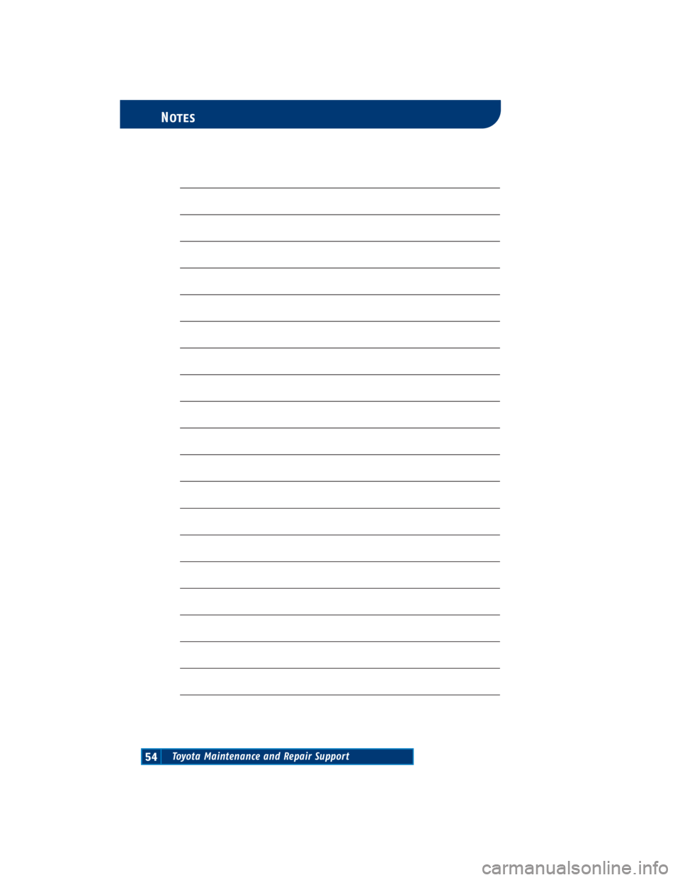 TOYOTA TACOMA 2004 Warranties & Maintenance Guides (in English) Toyota Maintenance and Repair Support54
Notes TOYOTA TACOMA 2004 Warranties & Maintenance Guides (in English) Toyota Maintenance and Repair Support54
Notes