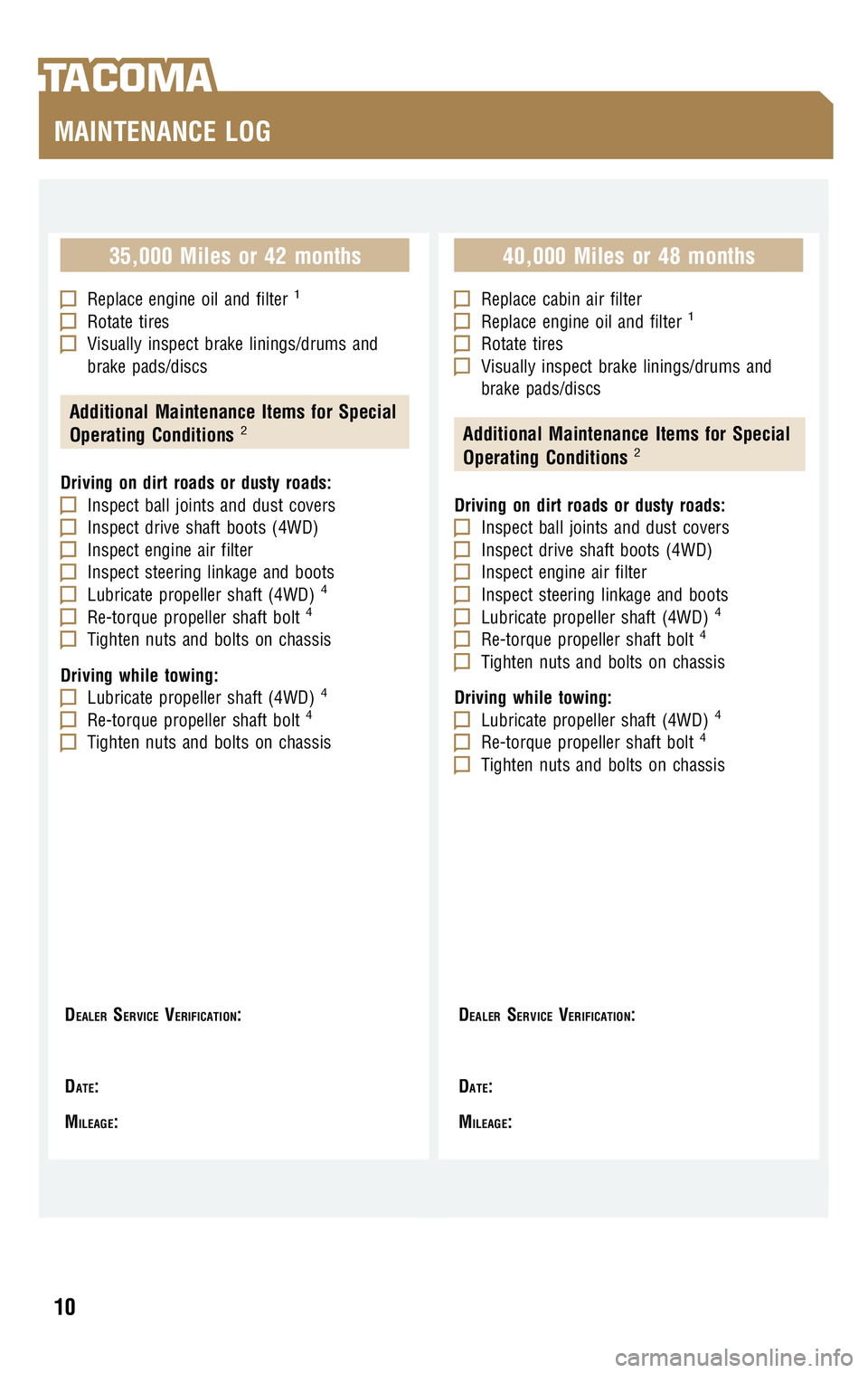TOYOTA TACOMA 2009 Warranties & Maintenance Guides (in English) TOYOTA TACOMA 2009 Warranties & Maintenance Guides (in English)