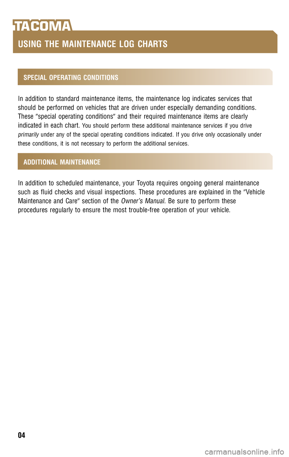 TOYOTA TACOMA 2009 Warranties & Maintenance Guides (in English) TOYOTA TACOMA 2009 Warranties & Maintenance Guides (in English)