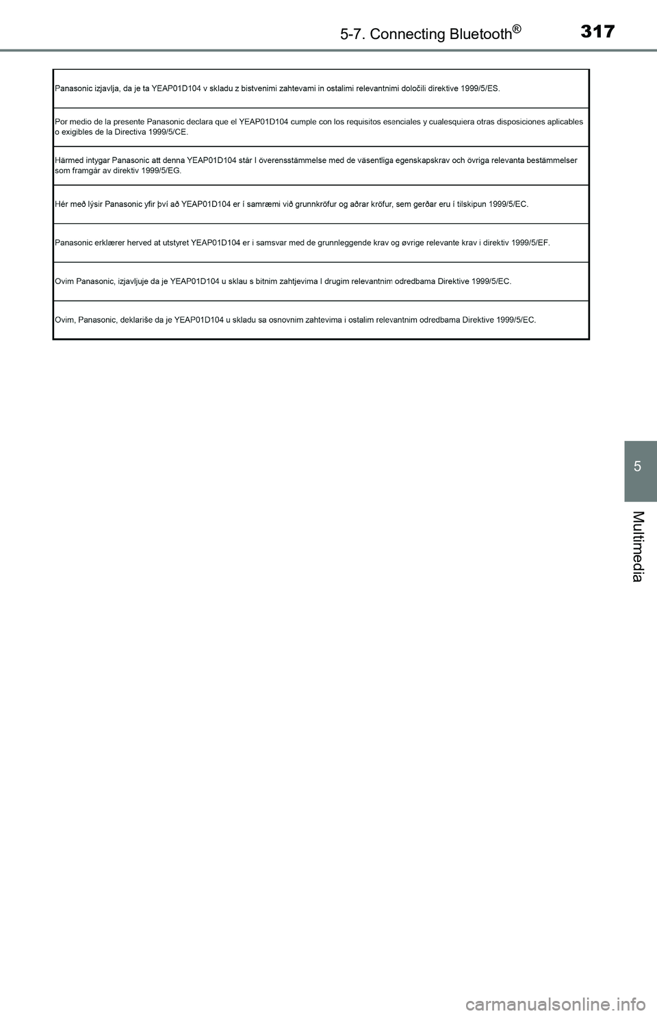 TOYOTA TACOMA 2016  Owners Manual (in English) 3175-7. Connecting Bluetooth®
5
Multimedia 