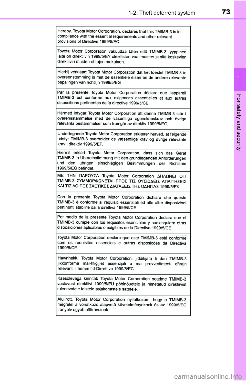 TOYOTA TACOMA 2016   (in English) Manual PDF 731-2. Theft deterrent system
1
For safety and security 