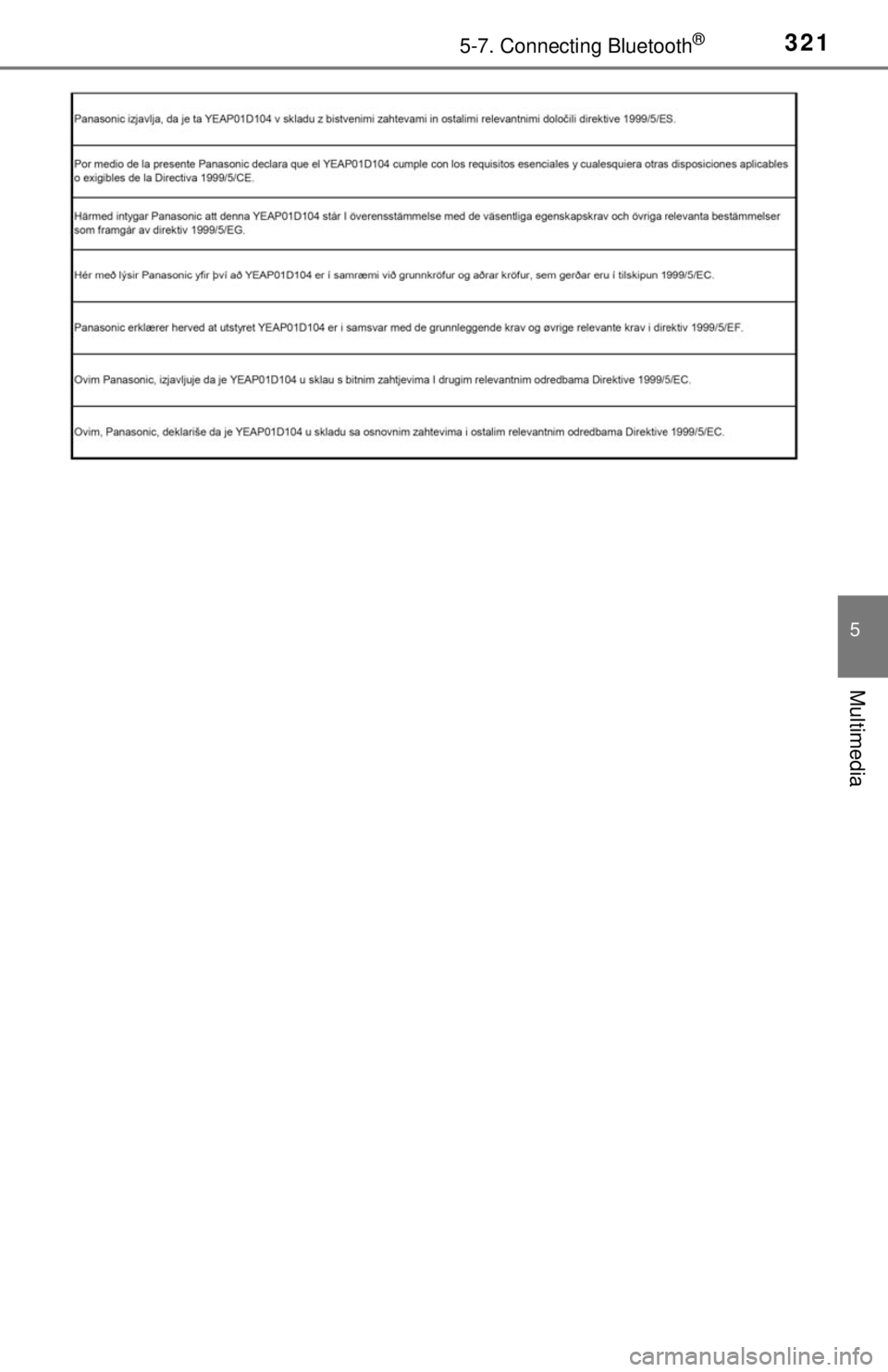 TOYOTA TACOMA 2017  Owners Manual (in English) 3215-7. Connecting Bluetooth®
5
Multimedia 