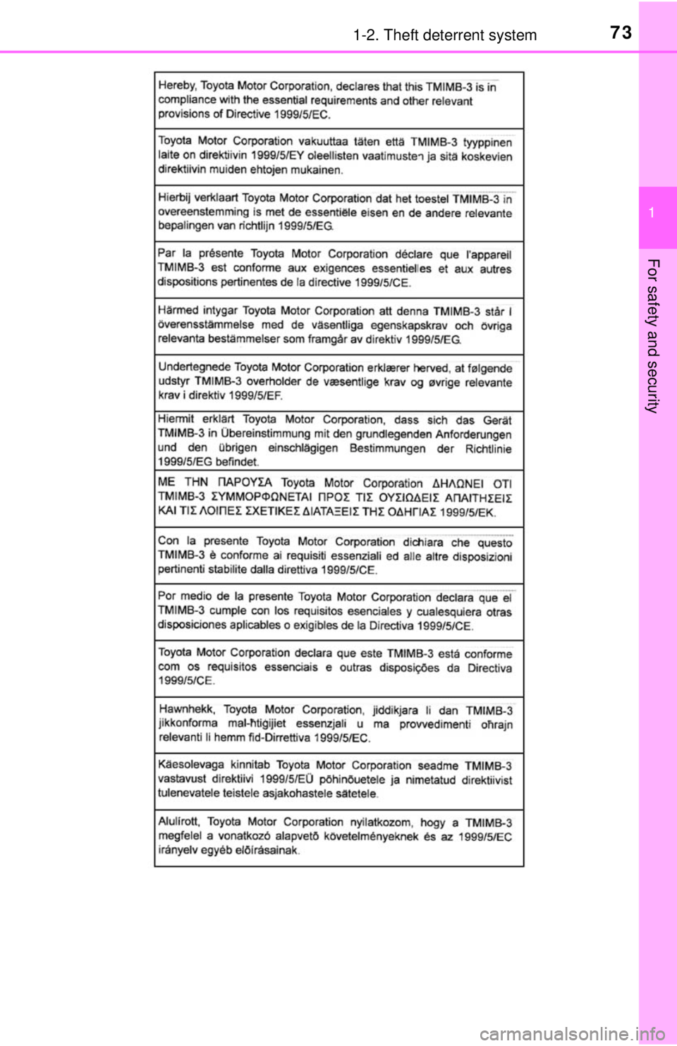 TOYOTA TACOMA 2017   (in English) Manual PDF 731-2. Theft deterrent system
1
For safety and security 