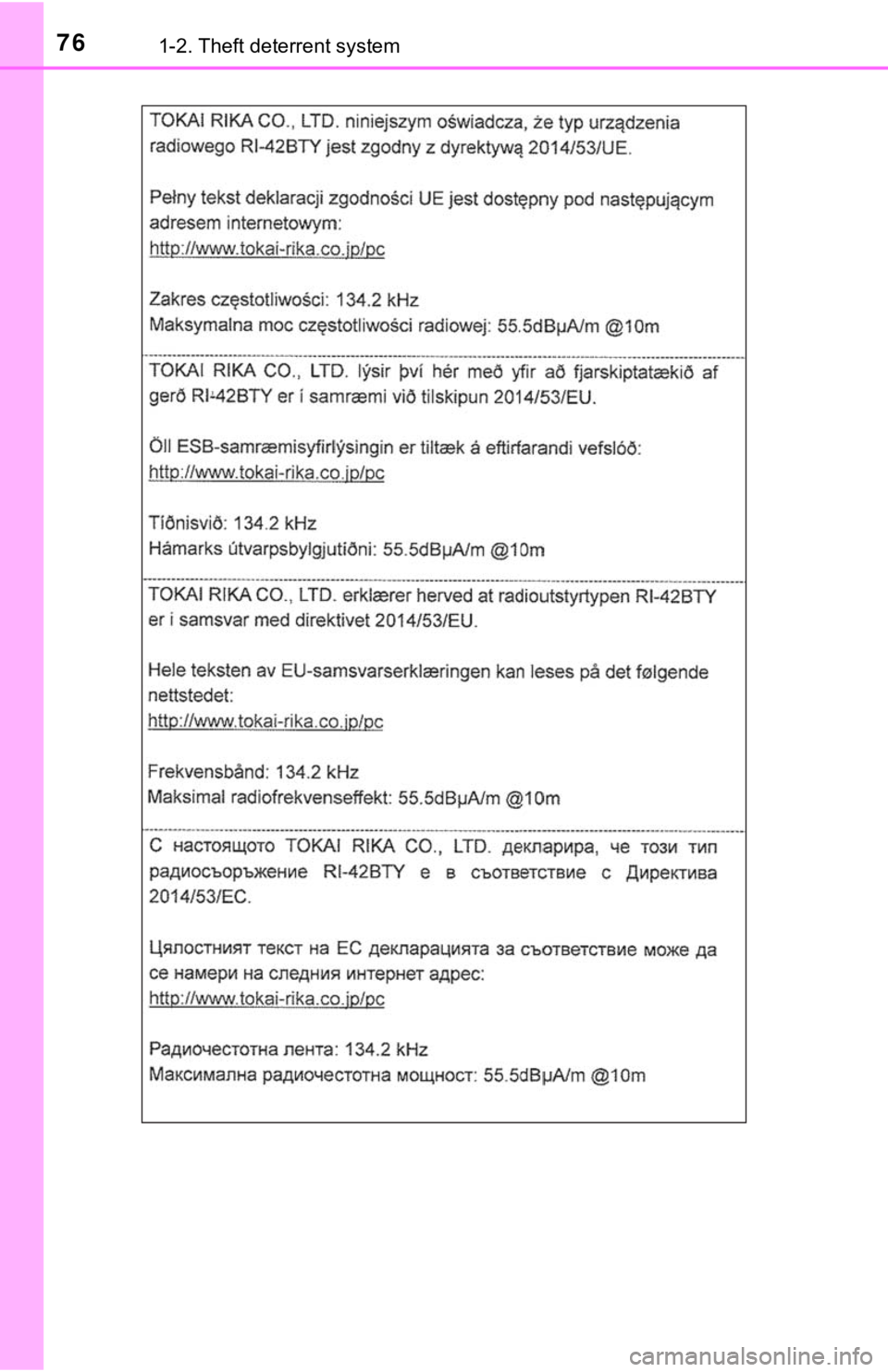 TOYOTA TACOMA 2018 (in English) Manual PDF 761-2. Theft deterrent system TOYOTA TACOMA 2018 (in English) Manual PDF 761-2. Theft deterrent system