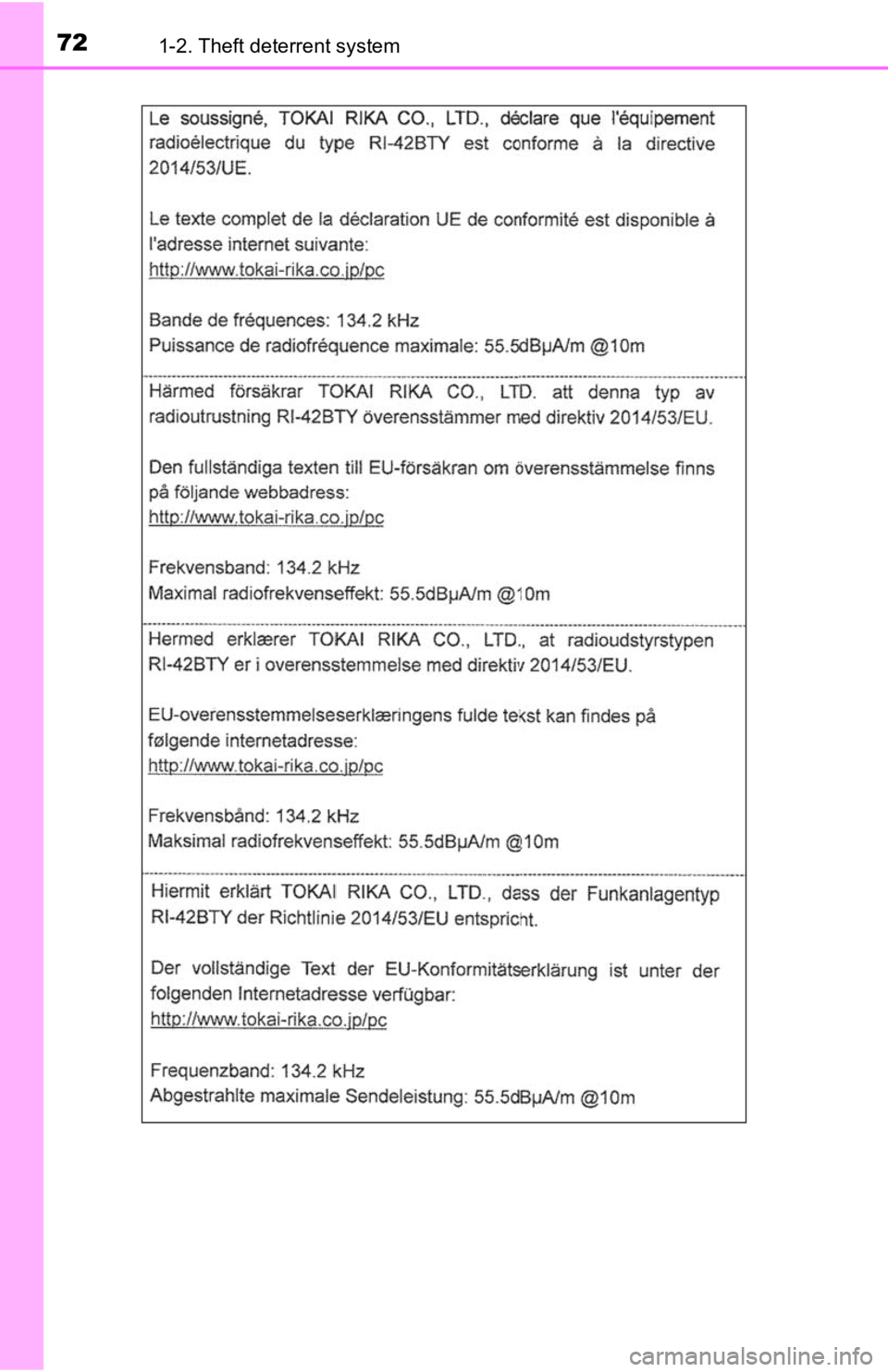 TOYOTA TACOMA 2019   (in English) Manual PDF 721-2. Theft deterrent system 