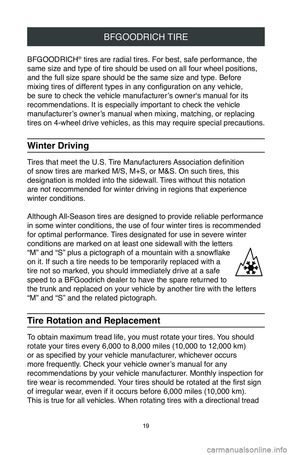 TOYOTA TACOMA 2020 Warranties & Maintenance Guides (in English) 19
BFGOODRICH TIRE
BFGOODRICH TOYOTA TACOMA 2020 Warranties & Maintenance Guides (in English) 19
BFGOODRICH TIRE
BFGOODRICH