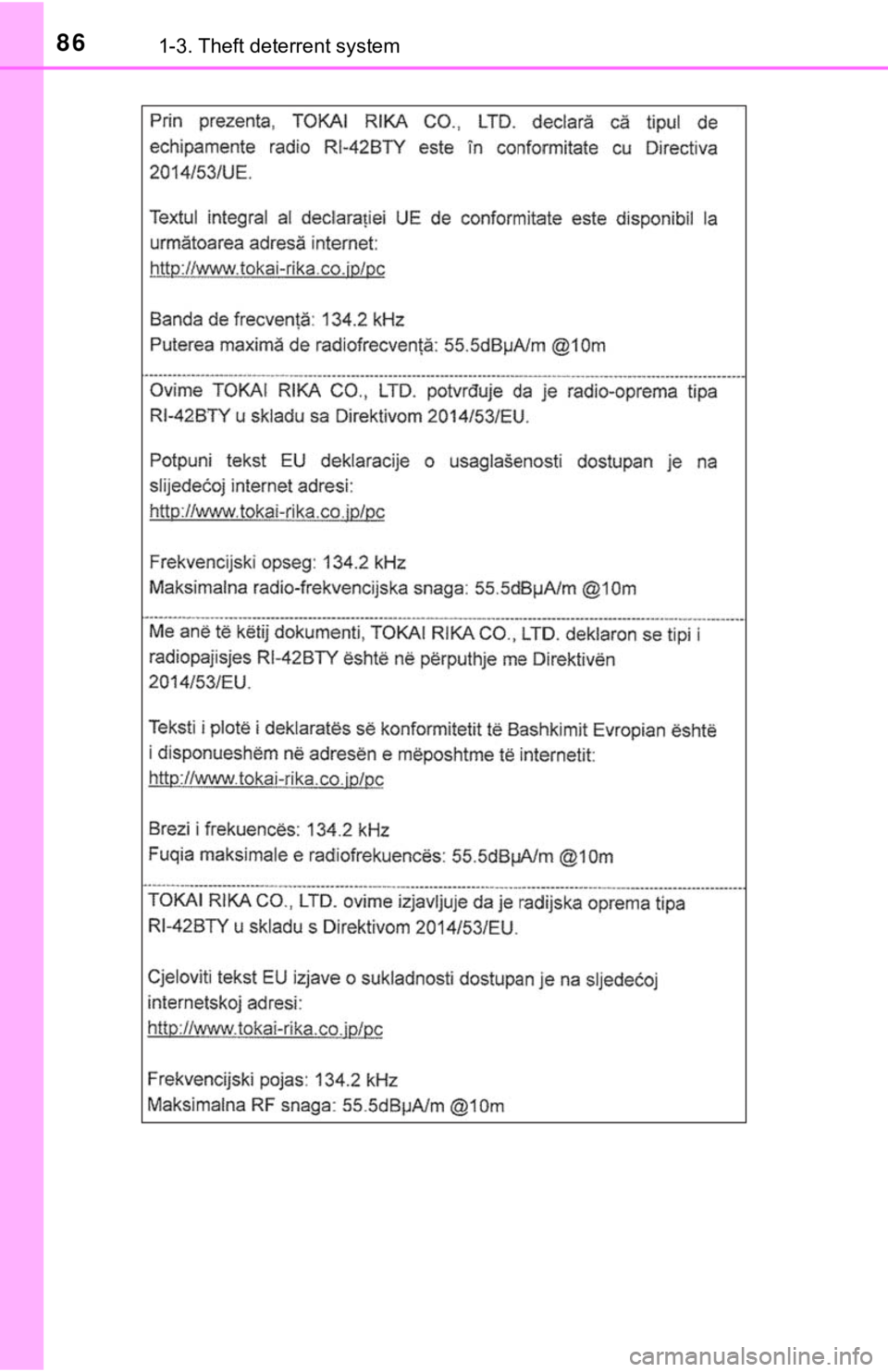 TOYOTA TACOMA 2021   (in English) Manual Online 861-3. Theft deterrent system 