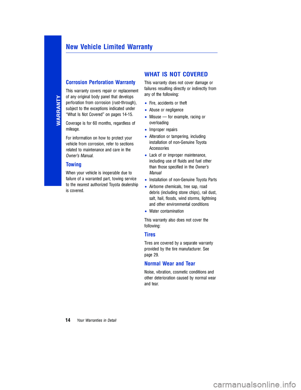 TOYOTA TUNDRA 2018 Warranties & Maintenance Guides (in English) JOBNAME: 2878010-en-2018_Tund PAGE: 14 SESS: 4 OUTPUT: Tue Jun 27 13:55:34 2017
/InfoShareAuthorCODA/InfoShareAuthorCODA/TS_Warr_Maint/2878010-en-2018_T\
undra.00505-18WMG-TUN/TS_Warr_Maint_v1
Corrosi TOYOTA TUNDRA 2018 Warranties & Maintenance Guides (in English) JOBNAME: 2878010-en-2018_Tund PAGE: 14 SESS: 4 OUTPUT: Tue Jun 27 13:55:34 2017
/InfoShareAuthorCODA/InfoShareAuthorCODA/TS_Warr_Maint/2878010-en-2018_T\
undra.00505-18WMG-TUN/TS_Warr_Maint_v1
Corrosi