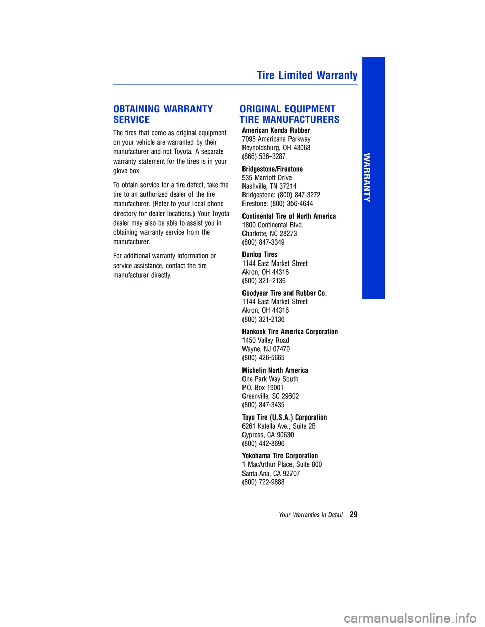 TOYOTA TUNDRA 2018 Warranties & Maintenance Guides (in English) JOBNAME: 2878010-en-2018_Tund PAGE: 29 SESS: 4 OUTPUT: Tue Jun 27 13:55:34 2017
/InfoShareAuthorCODA/InfoShareAuthorCODA/TS_Warr_Maint/2878010-en-2018_T\
undra.00505-18WMG-TUN/TS_Warr_Maint_v1
OBTAINI TOYOTA TUNDRA 2018 Warranties & Maintenance Guides (in English) JOBNAME: 2878010-en-2018_Tund PAGE: 29 SESS: 4 OUTPUT: Tue Jun 27 13:55:34 2017
/InfoShareAuthorCODA/InfoShareAuthorCODA/TS_Warr_Maint/2878010-en-2018_T\
undra.00505-18WMG-TUN/TS_Warr_Maint_v1
OBTAINI
