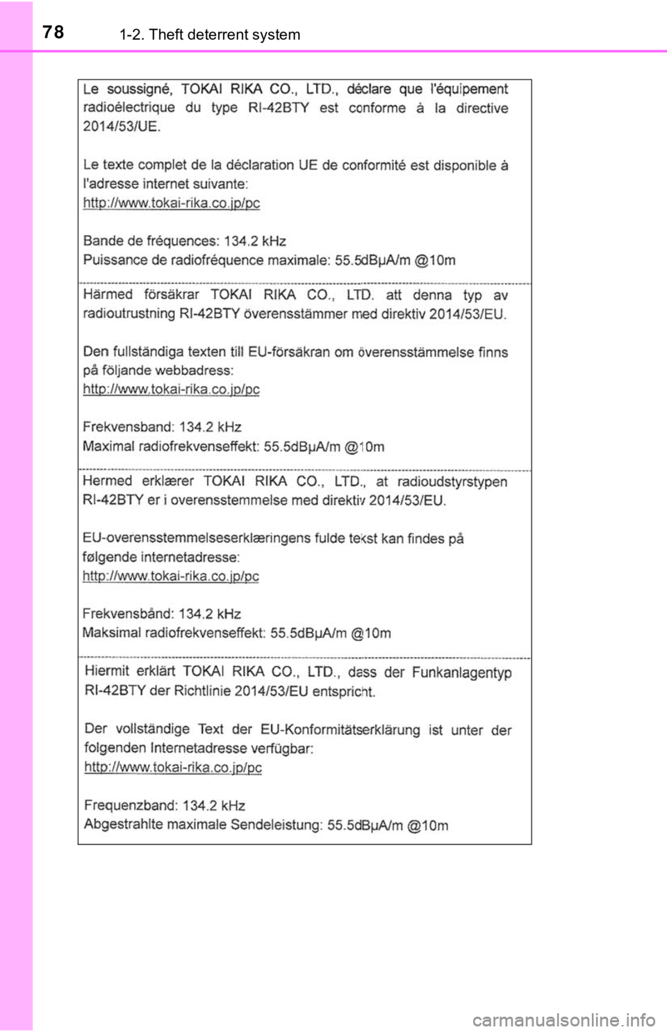 TOYOTA TUNDRA 2019 (in English) Manual PDF 781-2. Theft deterrent system TOYOTA TUNDRA 2019 (in English) Manual PDF 781-2. Theft deterrent system