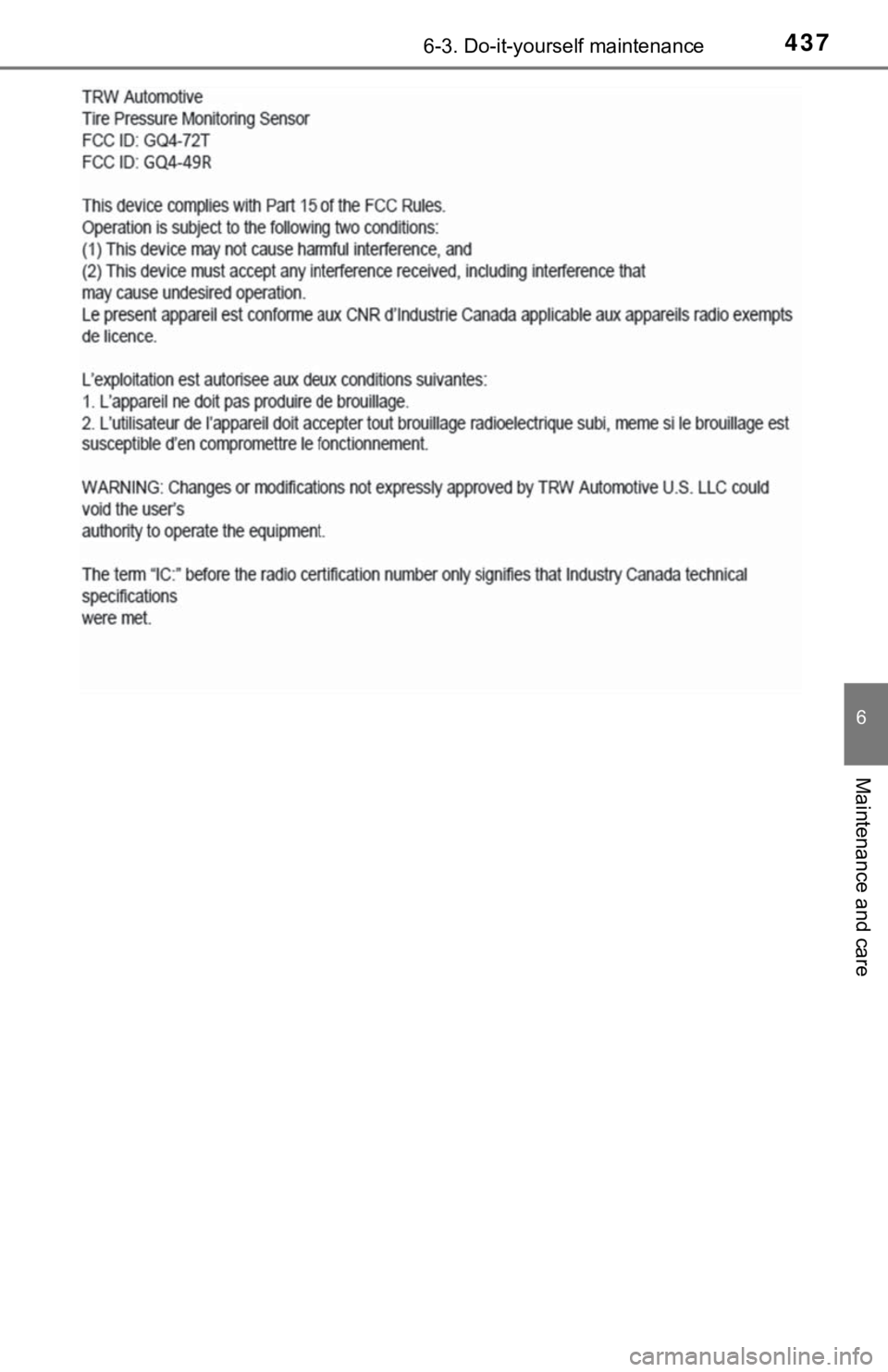 TOYOTA TUNDRA 2021 Owners Manual (in English) 4376-3. Do-it-yourself maintenance
6
Maintenance and care TOYOTA TUNDRA 2021 Owners Manual (in English) 4376-3. Do-it-yourself maintenance
6
Maintenance and care