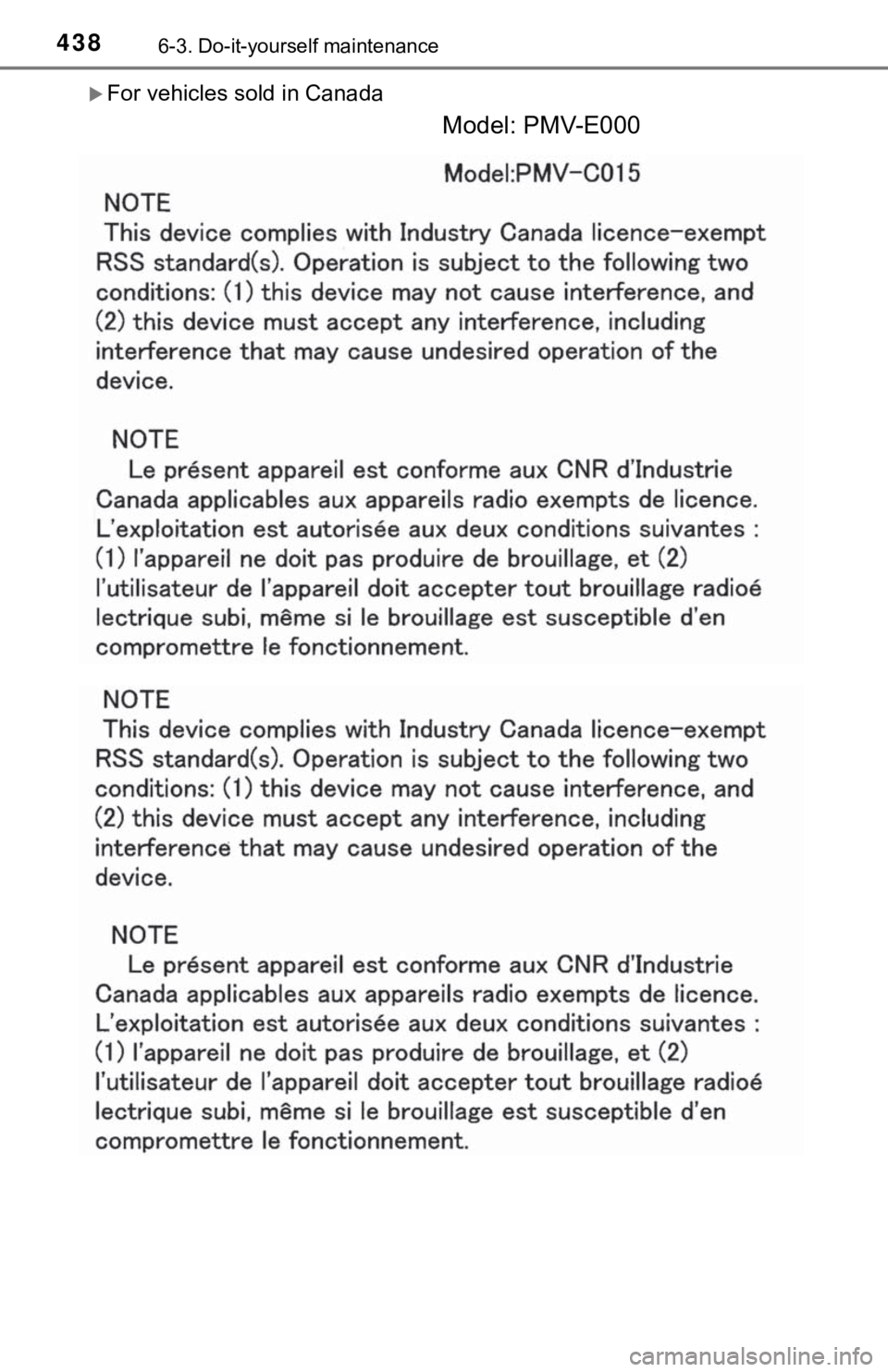 TOYOTA TUNDRA 2021 Owners Manual (in English) 4386-3. Do-it-yourself maintenance
For vehicles sold in Canada
Model: PMV-E000 TOYOTA TUNDRA 2021 Owners Manual (in English) 4386-3. Do-it-yourself maintenance
For vehicles sold in Canada
Model: PMV-E000