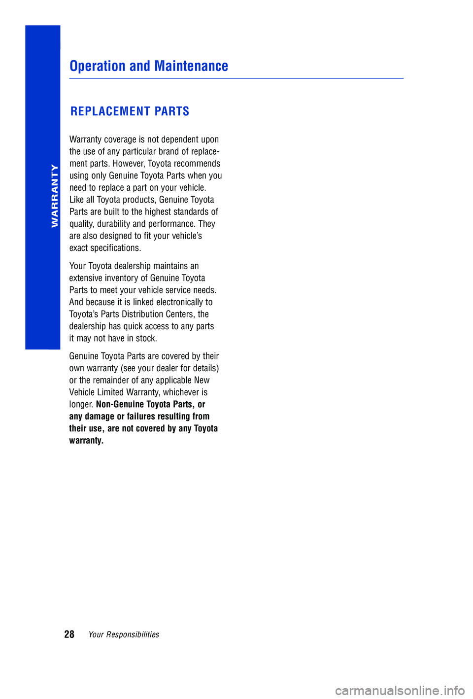 TOYOTA VENZA 2012 (in English) Owners Manual TOYOTA VENZA 2012 (in English) Owners Manual