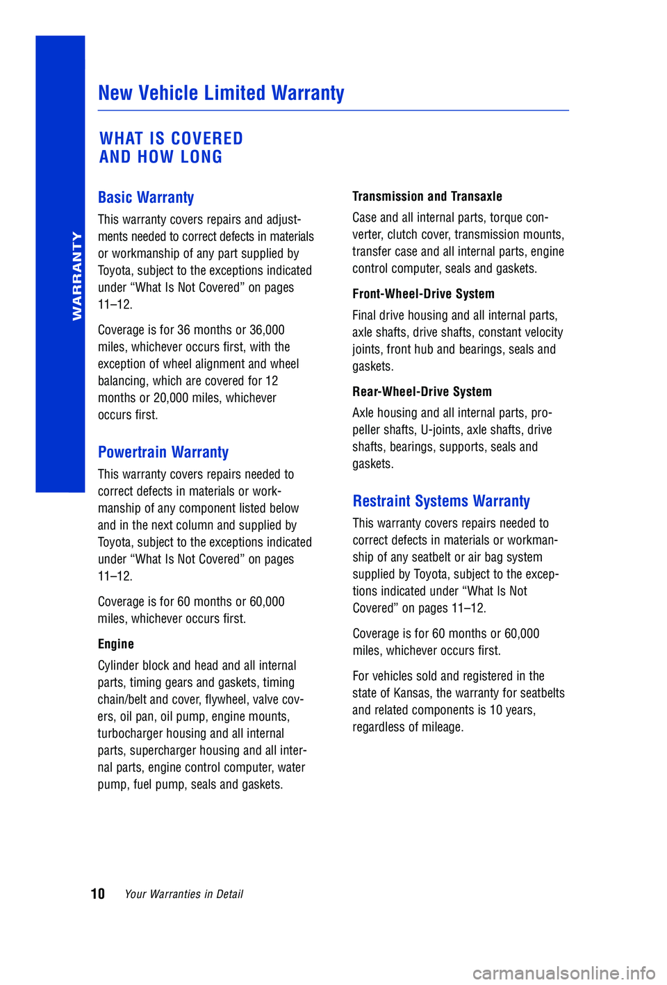 TOYOTA VENZA 2009  Warranties & Maintenance Guides (in English) 