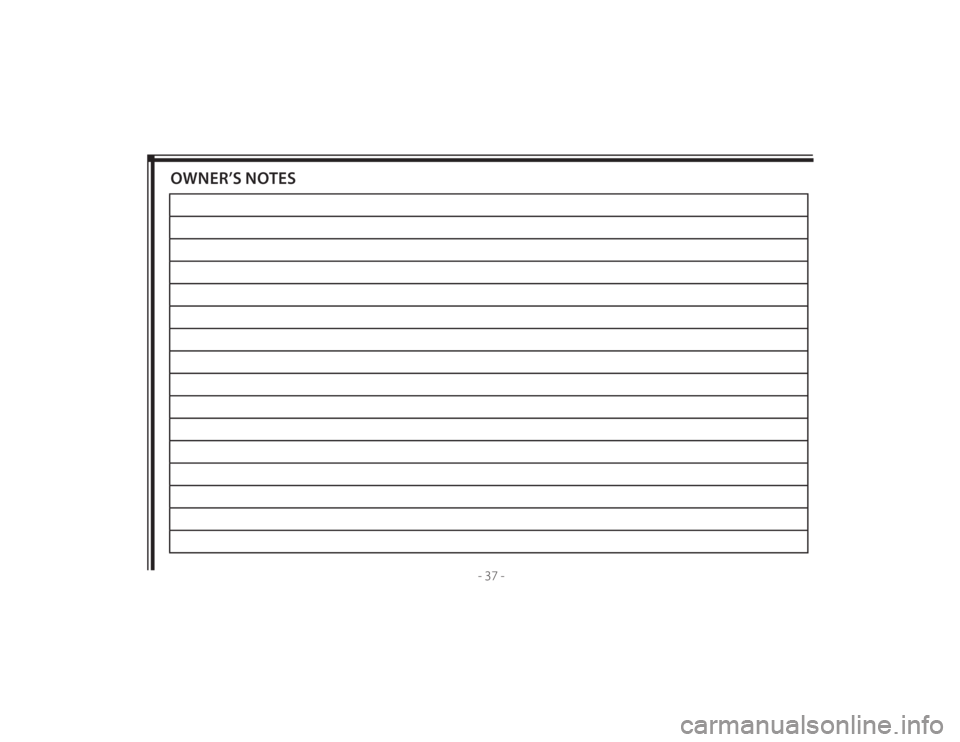 TOYOTA VENZA 2011 Accessories, Audio & Navigation (in English) 128-8673b
47 of 48
- 37 -
OWNER’S NOTES TOYOTA VENZA 2011 Accessories, Audio & Navigation (in English) 128-8673b
47 of 48
- 37 -
OWNER’S NOTES