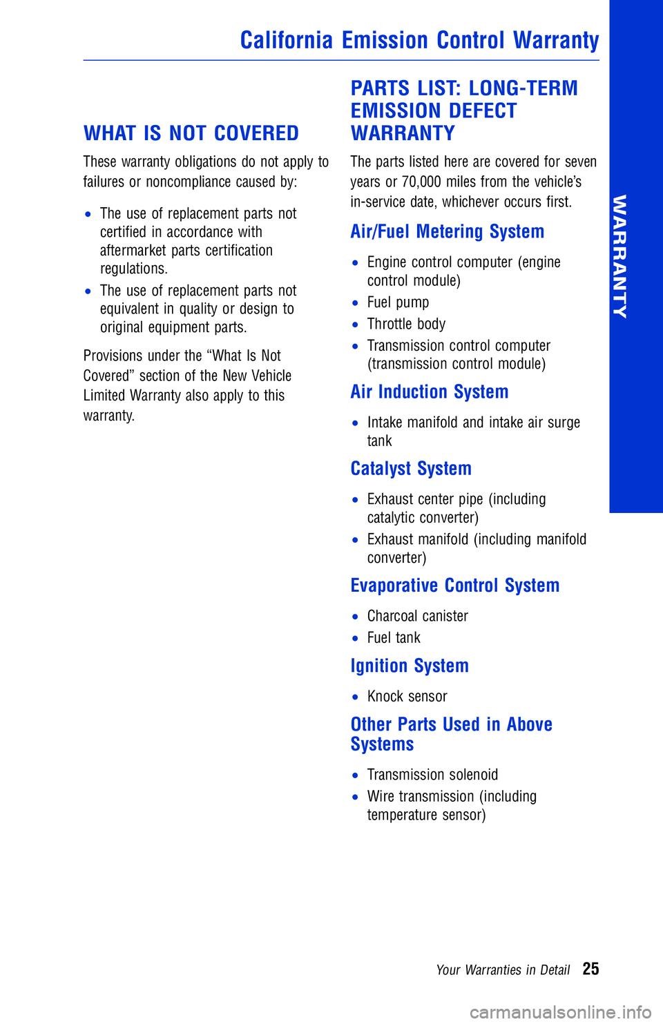 TOYOTA VENZA 2014 Warranties & Maintenance Guides (in English) JOBNAME: 1491505-2014-ven-toy PAGE: 25 SESS: 11 OUTPUT: Wed Jul 3 15:07:34 2013
/tweddle/toyota/sched-maint/1491505-en-ven/wg
WHAT IS NOT COVERED
These warranty obligations do not apply to
failures or TOYOTA VENZA 2014 Warranties & Maintenance Guides (in English) JOBNAME: 1491505-2014-ven-toy PAGE: 25 SESS: 11 OUTPUT: Wed Jul 3 15:07:34 2013
/tweddle/toyota/sched-maint/1491505-en-ven/wg
WHAT IS NOT COVERED
These warranty obligations do not apply to
failures or