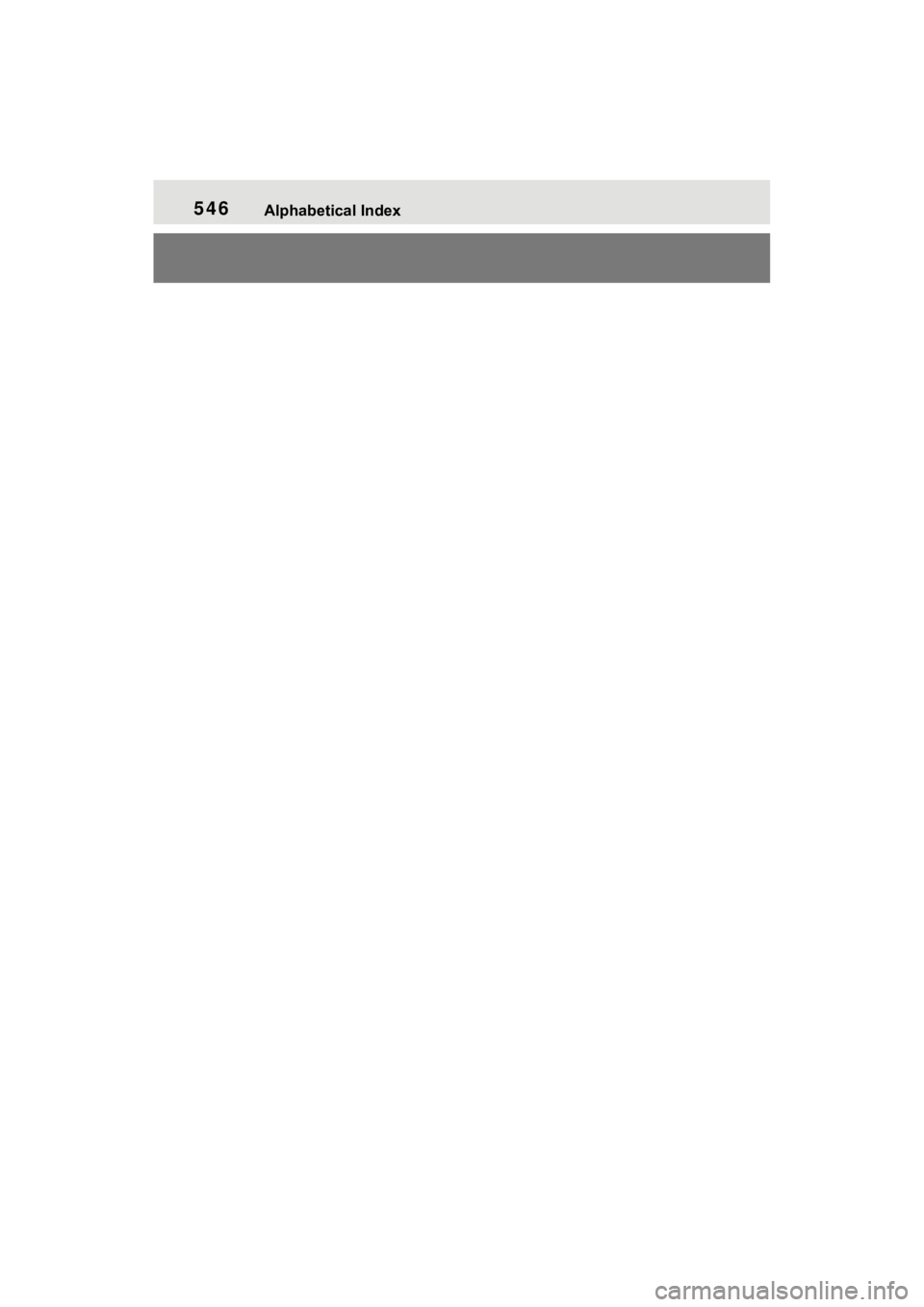 TOYOTA VENZA HYBRID 2021  Owners Manual (in English) 546Alphabetical Index 