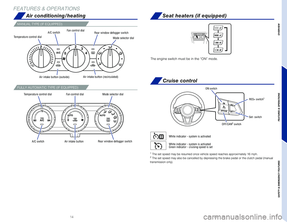 TOYOTA YARIS 2019 Owners Manual (in English) 1514
OVERVIEW
FEATURES & OPERATIONS
SAFETY
& EMERGENCY FEATURES
FEATURES & OPERATIONS
The engine switch must be in the “ON” mode.
Seat heaters (if equipped)
MANUAL TYPE (IF EQUIPPED)
FULLY AUTOMA TOYOTA YARIS 2019 Owners Manual (in English) 1514
OVERVIEW
FEATURES & OPERATIONS
SAFETY
& EMERGENCY FEATURES
FEATURES & OPERATIONS
The engine switch must be in the “ON” mode.
Seat heaters (if equipped)
MANUAL TYPE (IF EQUIPPED)
FULLY AUTOMA